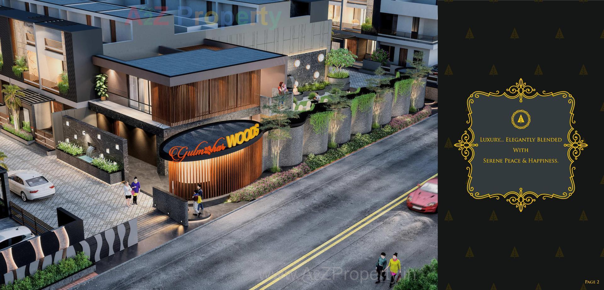 3D Elevation of real estate project Gulmohar Woods located at Ghanteshwar, Rajkot, Gujarat