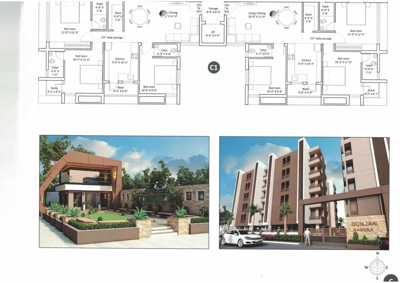 Layout of real estate project Gunjan Basera located at Raiya, Rajkot, Gujarat