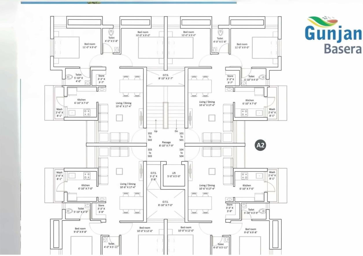 Layout of real estate project Gunjan Basera located at Raiya, Rajkot, Gujarat