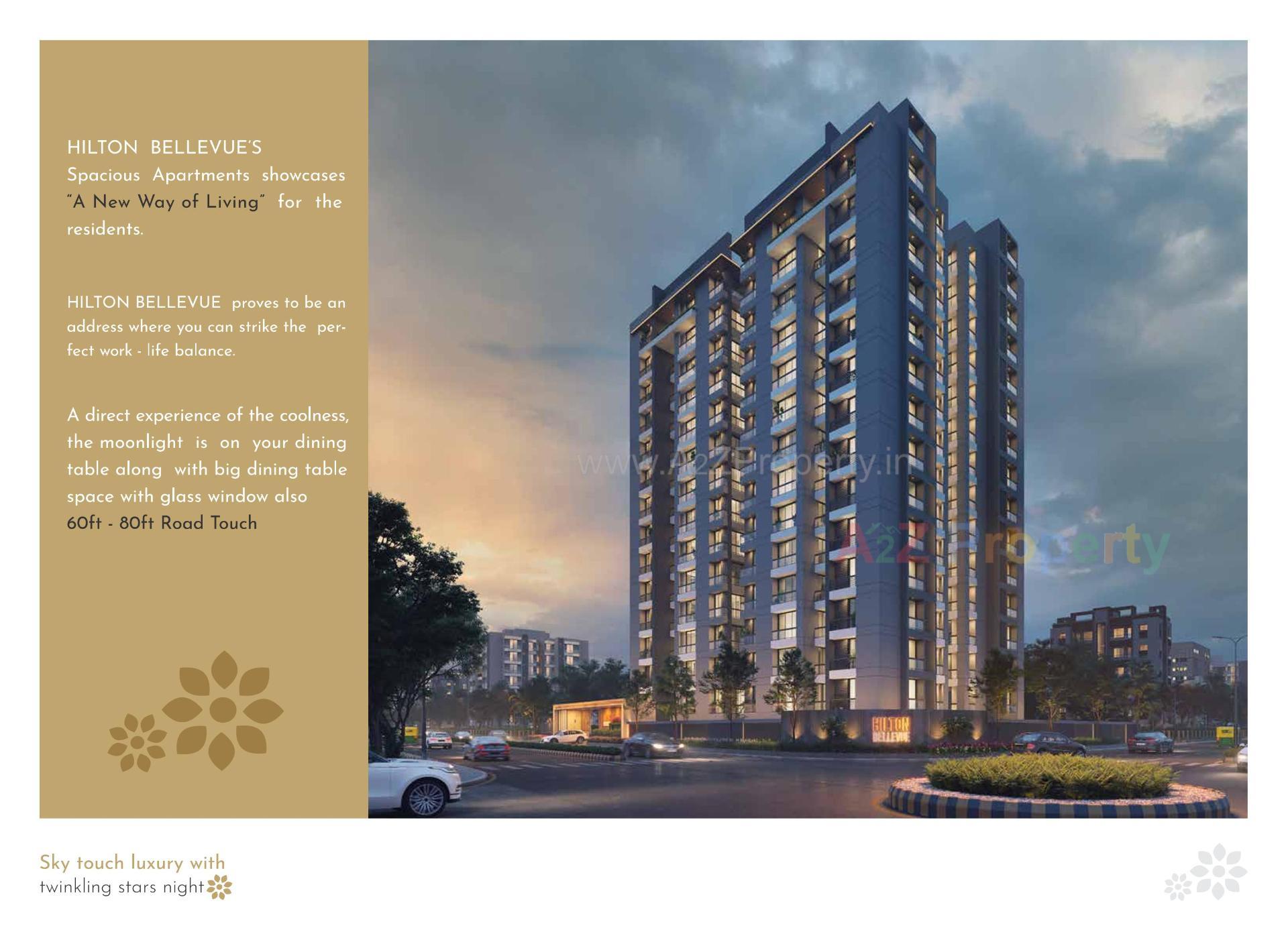 3D Elevation of real estate project Hilton Bellevue located at Mavdi, Rajkot, Gujarat