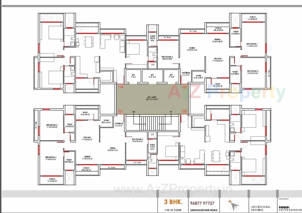 Layout of real estate project Jayavardhini Heights located at Raiya, Rajkot, Gujarat