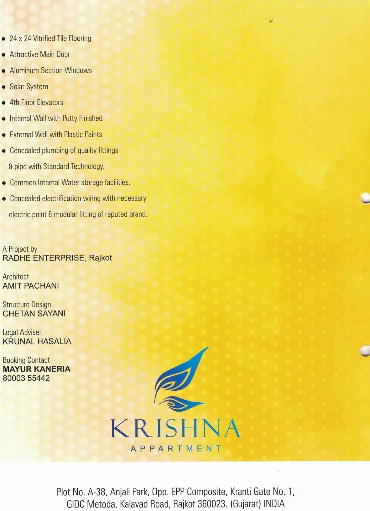  of real estate project Krishna Appartment located at Khirasara, Rajkot, Gujarat