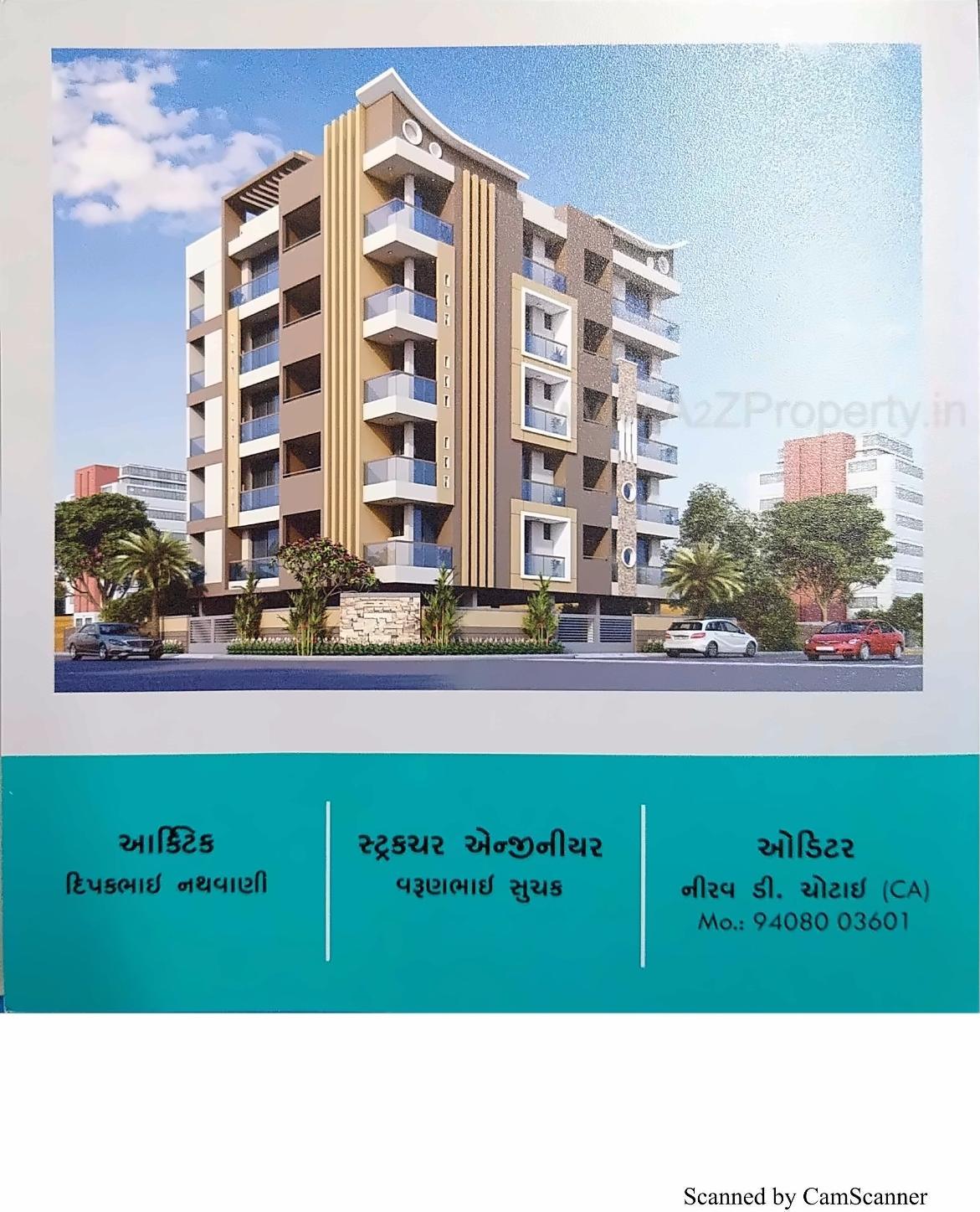 3D Elevation of real estate project Krushnashray Apartment located at Nanamava, Rajkot, Gujarat