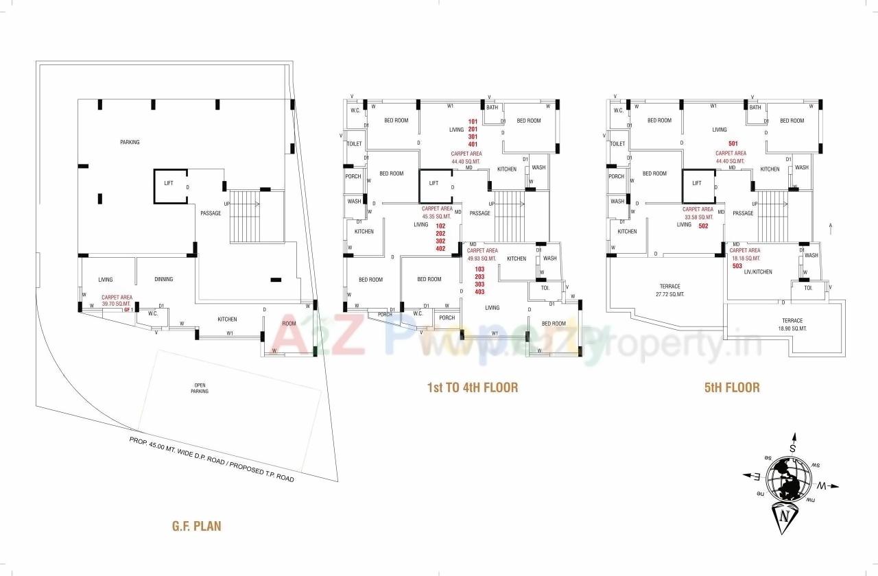 Layout of real estate project Kuber Flats located at Rajkot, Rajkot, Gujarat