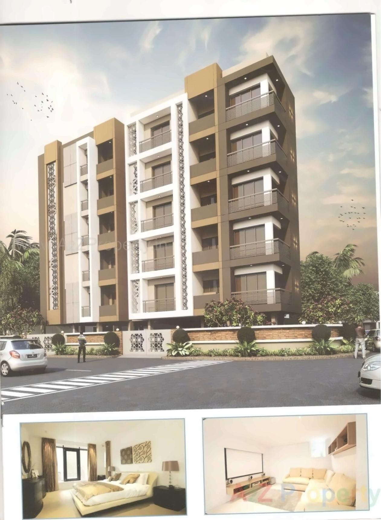 3D Elevation of real estate project Madhukunj Flats located at Munjka, Rajkot, Gujarat