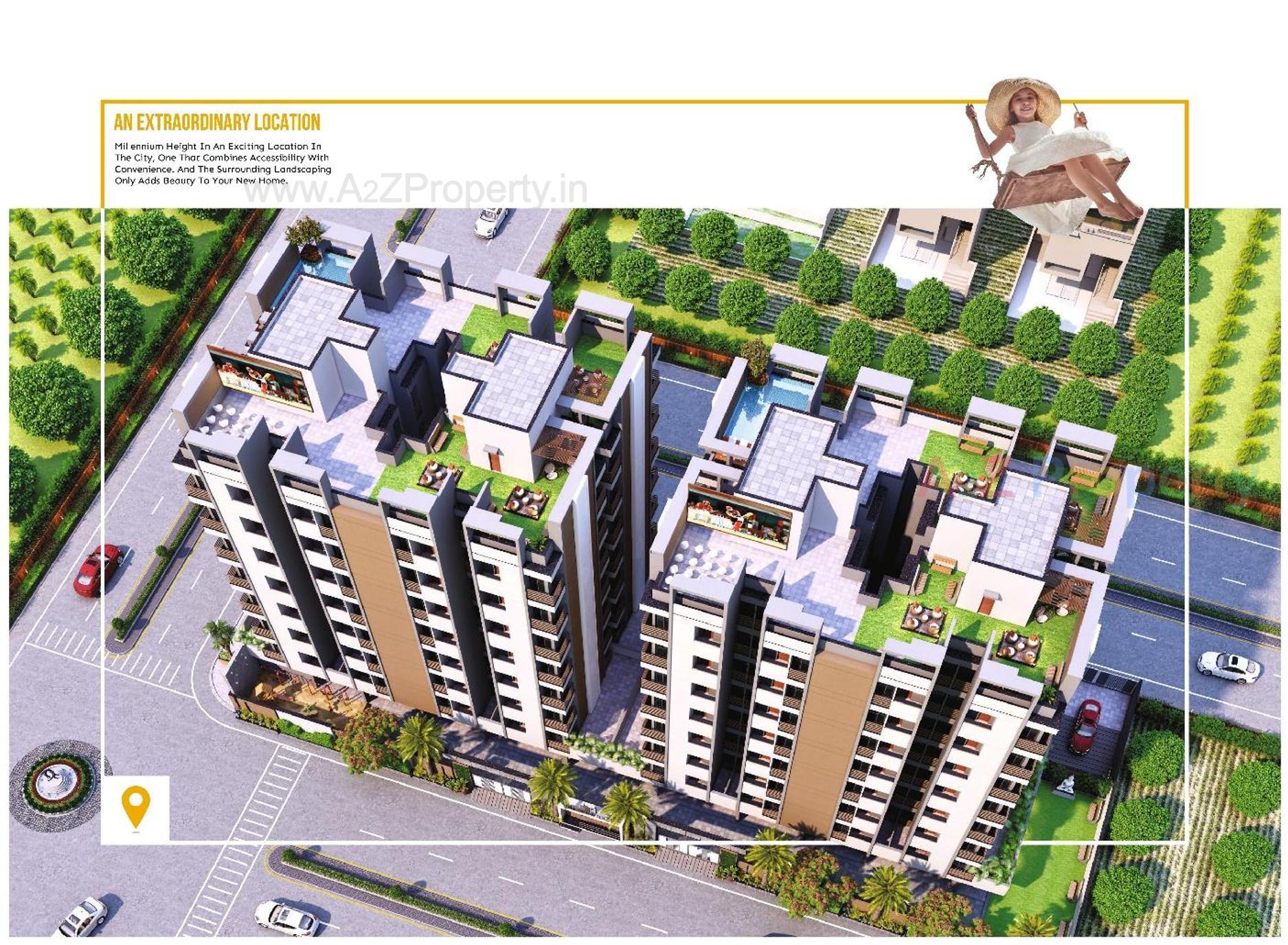 3D Elevation of real estate project Millennium Heights located at Raiya, Rajkot, Gujarat