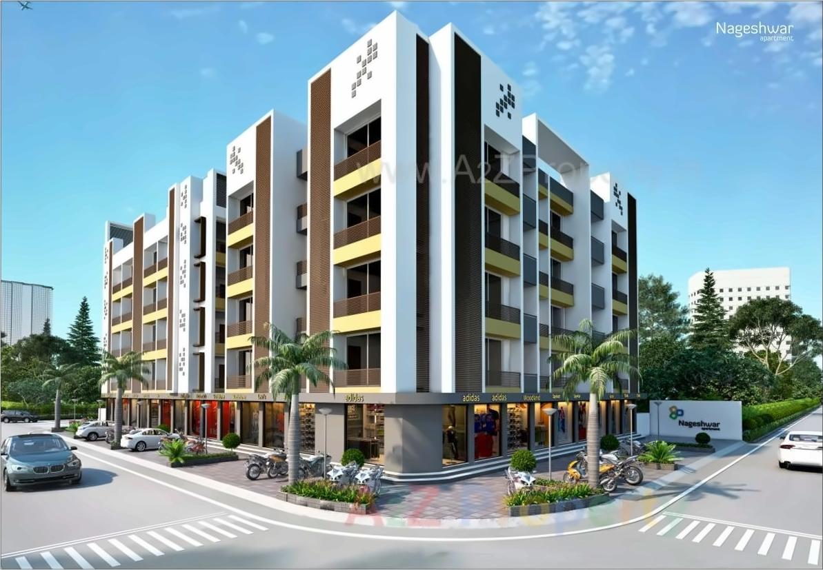 3D Elevation of real estate project Nageshwar Apartment located at Ghanteshwar, Rajkot, Gujarat
