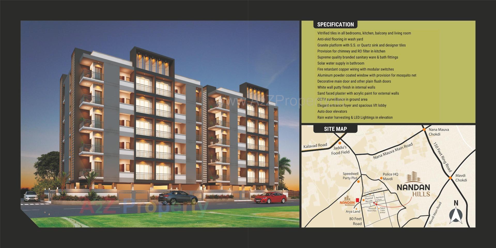 3D Elevation of real estate project Nandan Hills located at Mavdi, Rajkot, Gujarat