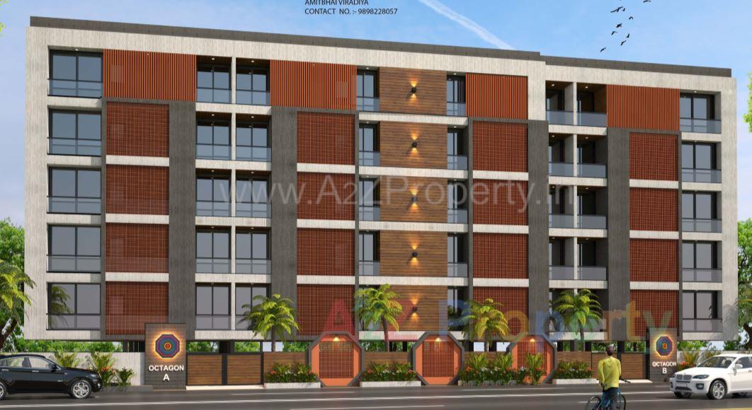 3D Elevation of real estate project Octagon Tower located at Raiya, Rajkot, Gujarat