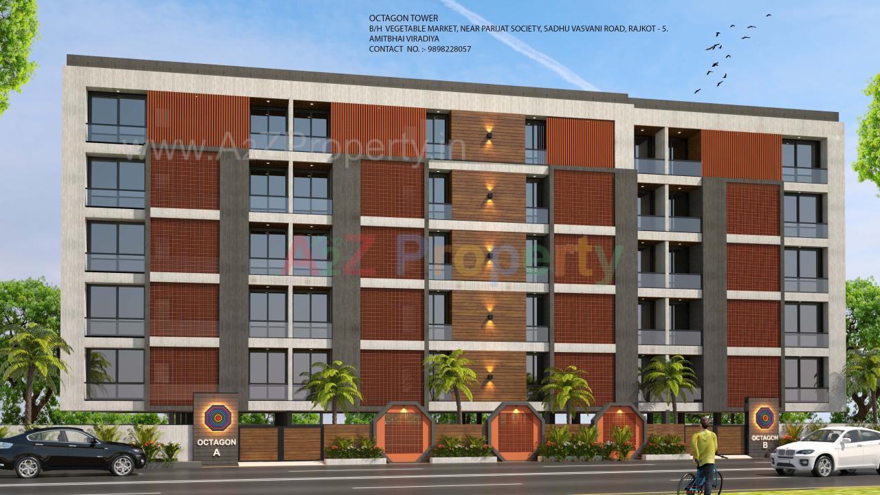 3D Elevation of real estate project Octagon Tower located at Raiya, Rajkot, Gujarat
