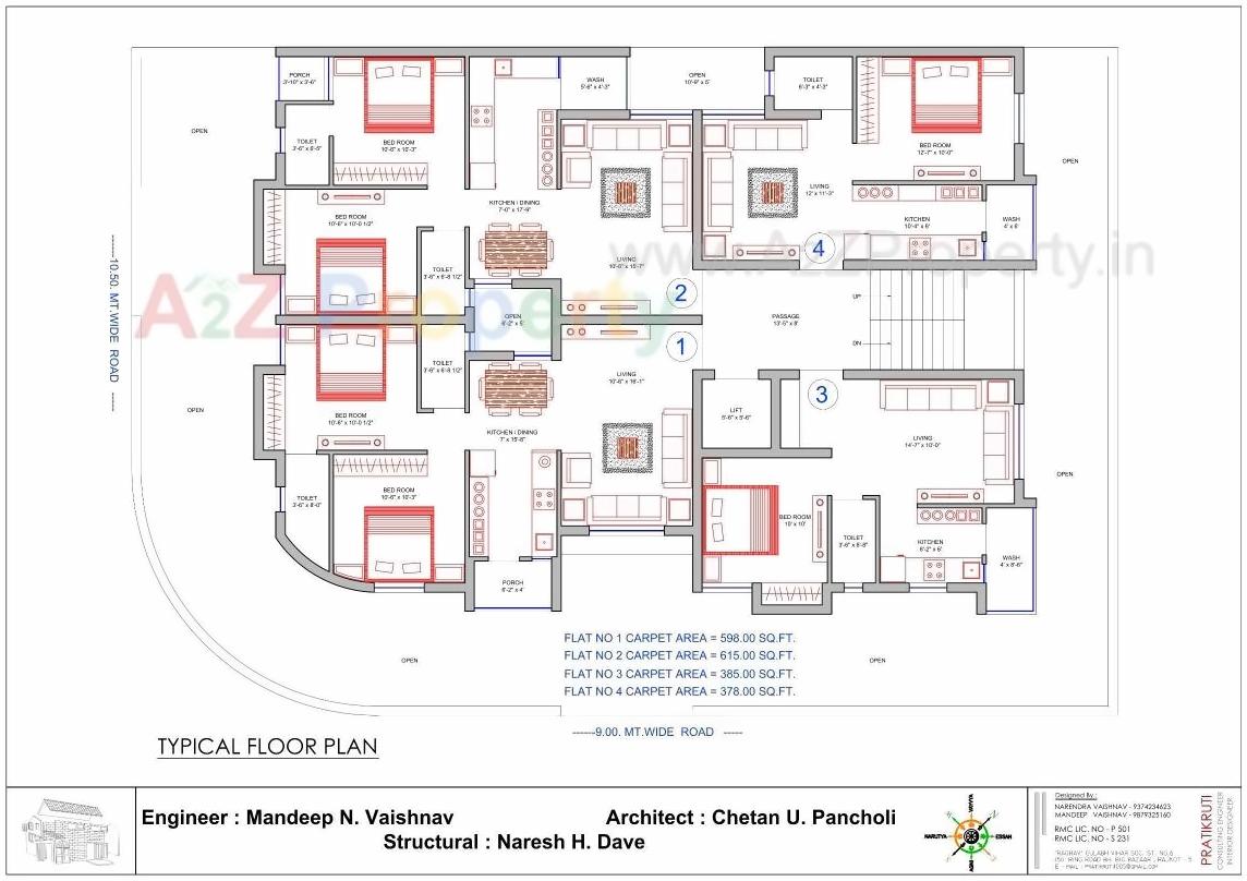 Layout of real estate project Om Appartment located at Madhapar, Rajkot, Gujarat