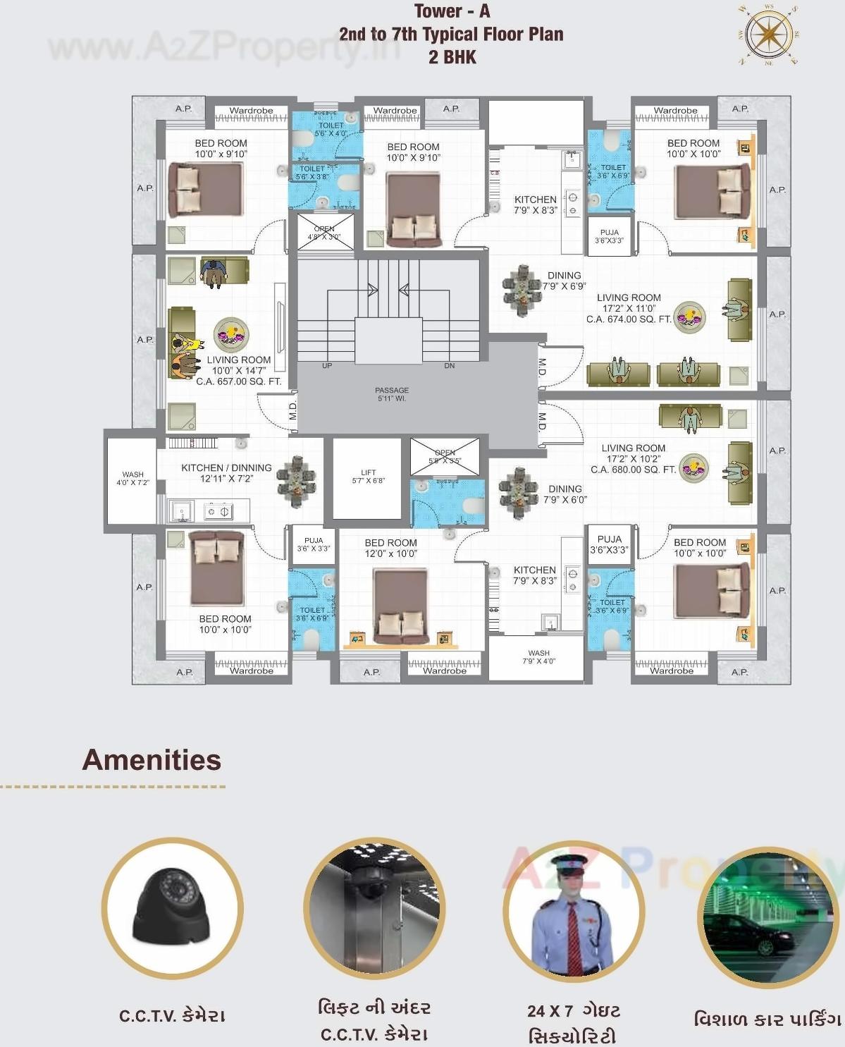Layout of real estate project Panchamrut Heights Tower located at Raiya, Rajkot, Gujarat