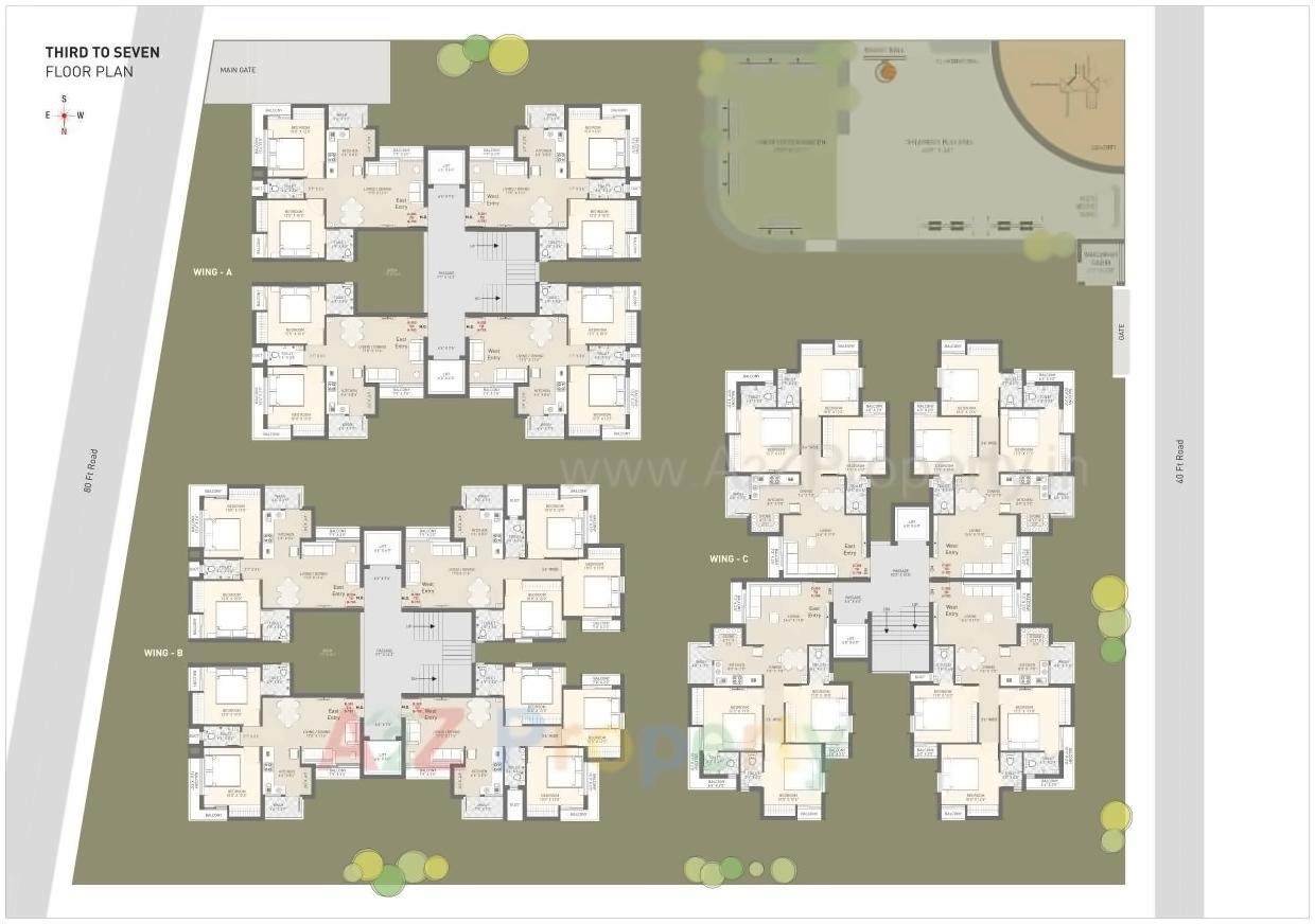 Layout of real estate project Parshwanath Heights located at Ghanteshwar, Rajkot, Gujarat