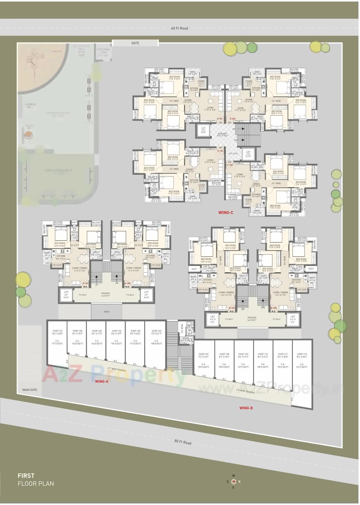 Layout of real estate project Parshwanath Heights located at Ghanteshwar, Rajkot, Gujarat