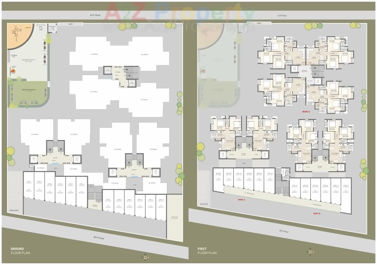 Layout of real estate project Parshwanath Heights located at Ghanteshwar, Rajkot, Gujarat