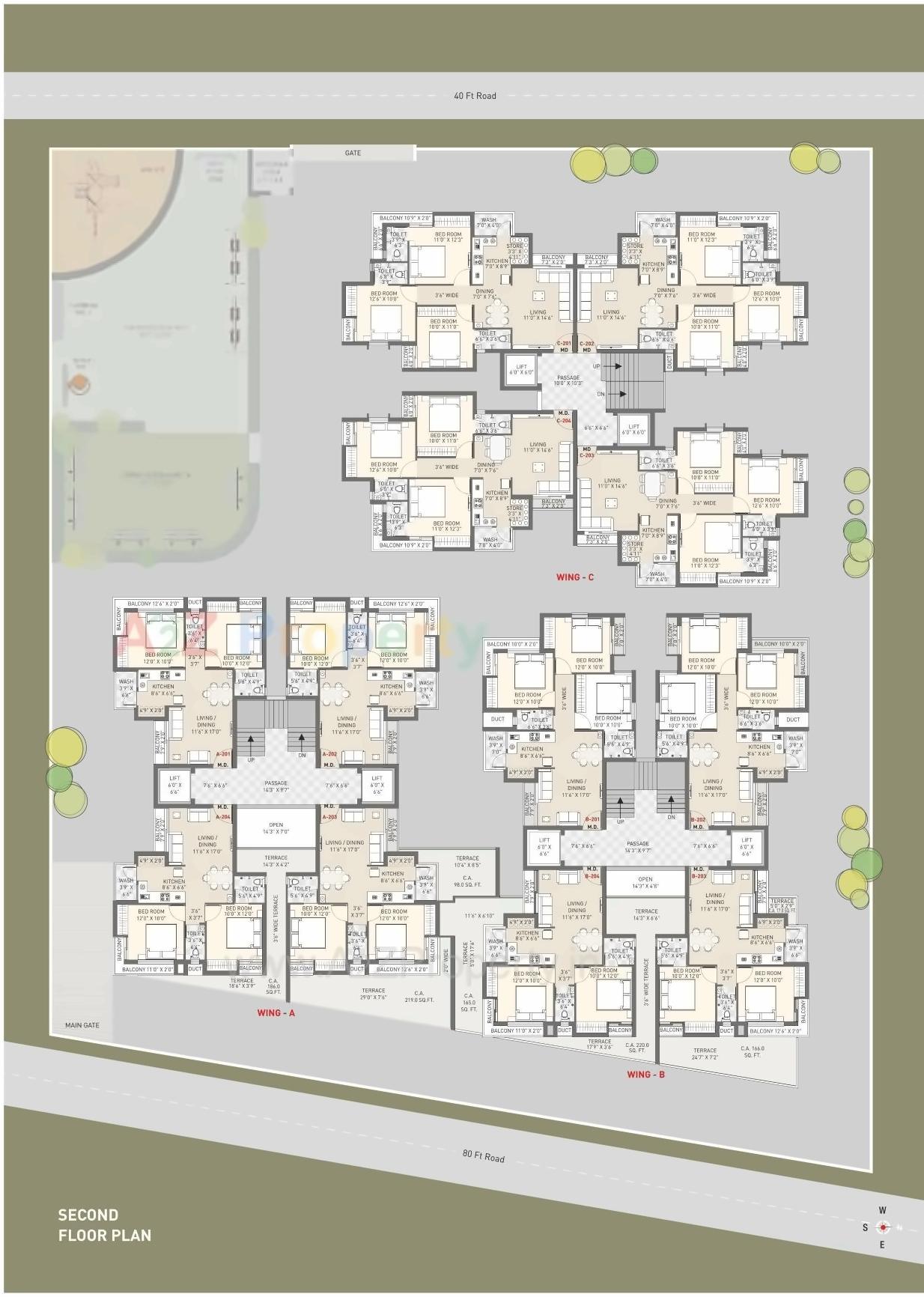 Layout of real estate project Parshwanath Heights located at Ghanteshwar, Rajkot, Gujarat