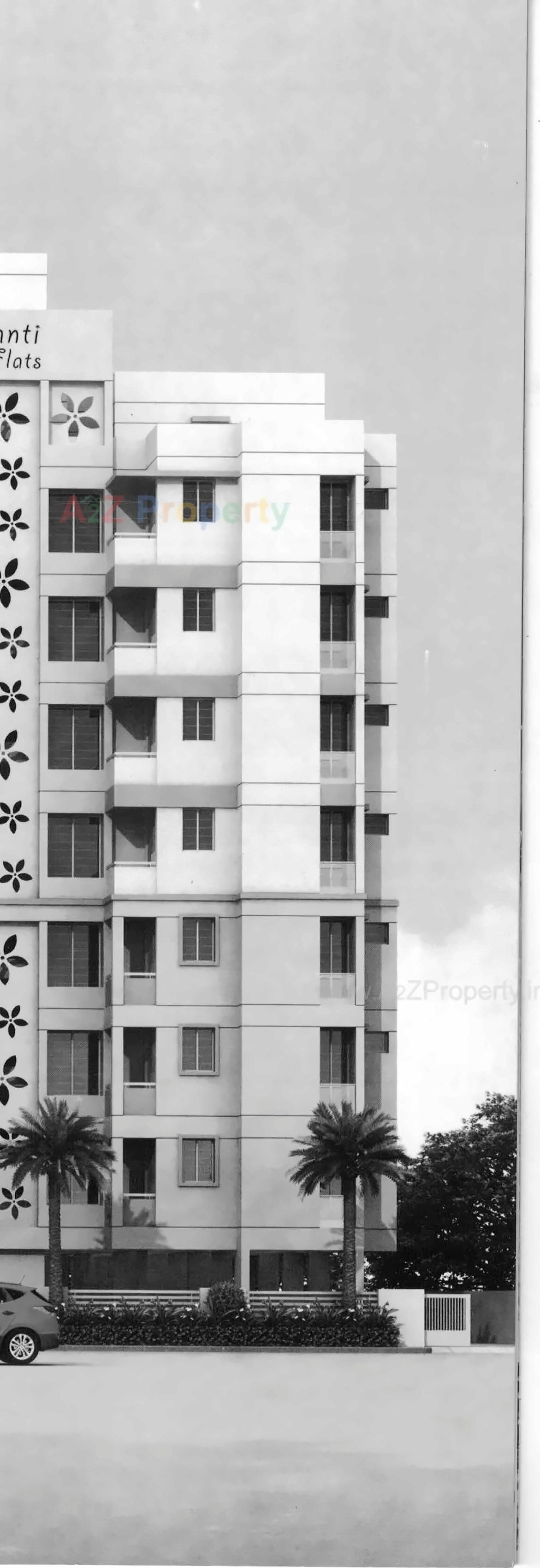 3D Elevation of real estate project Prashanti Flats located at Munjka, Rajkot, Gujarat