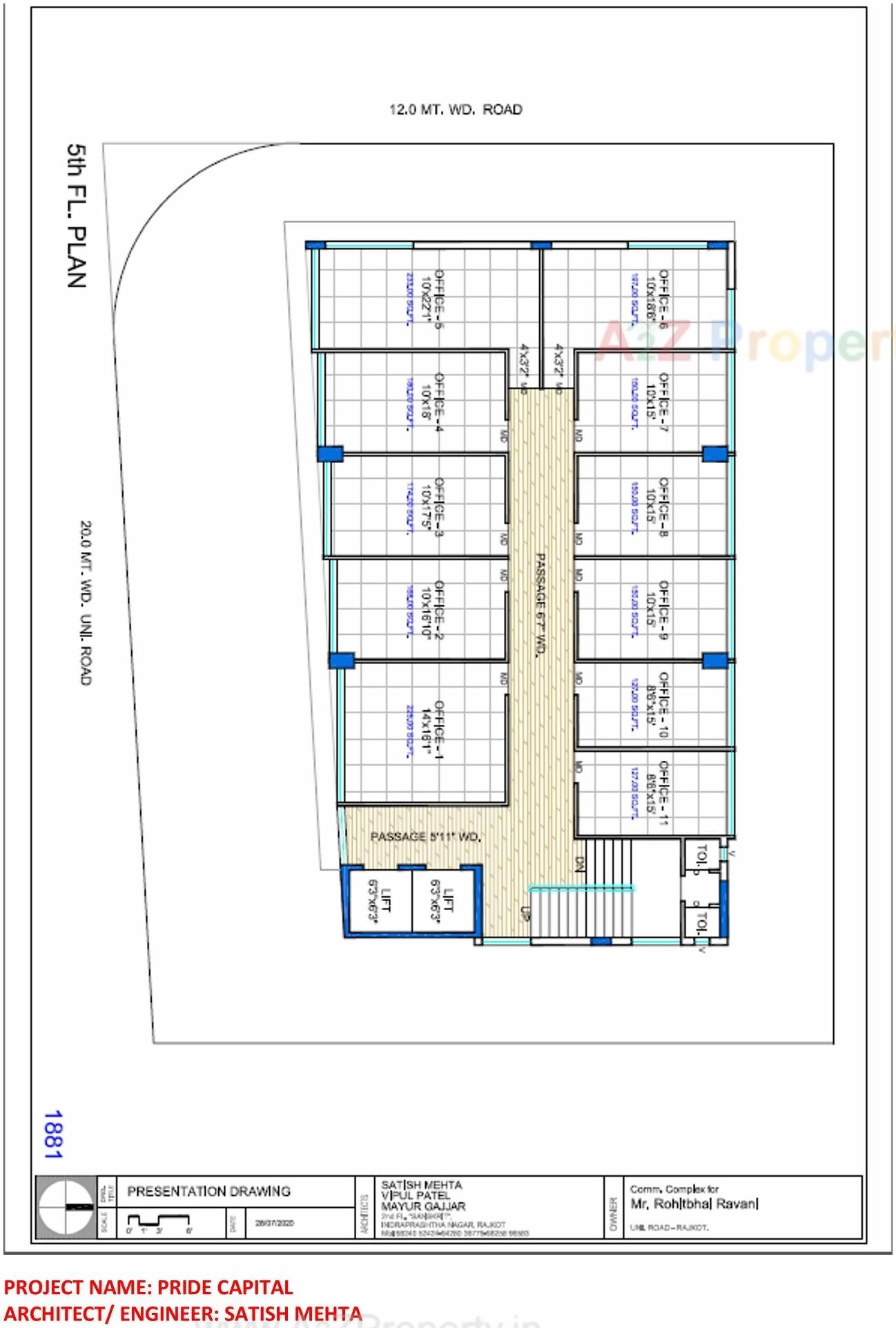 Layout of real estate project Pride Capital located at Raiya, Rajkot, Gujarat