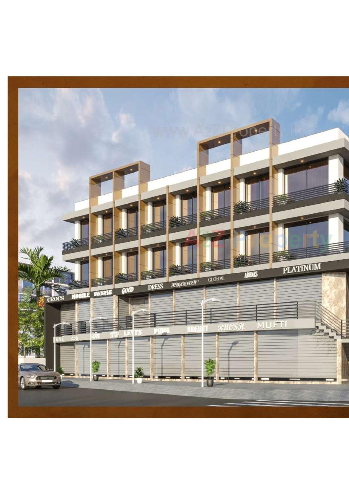 3D Elevation of real estate project Pushti Arcade located at Kothariya, Rajkot, Gujarat