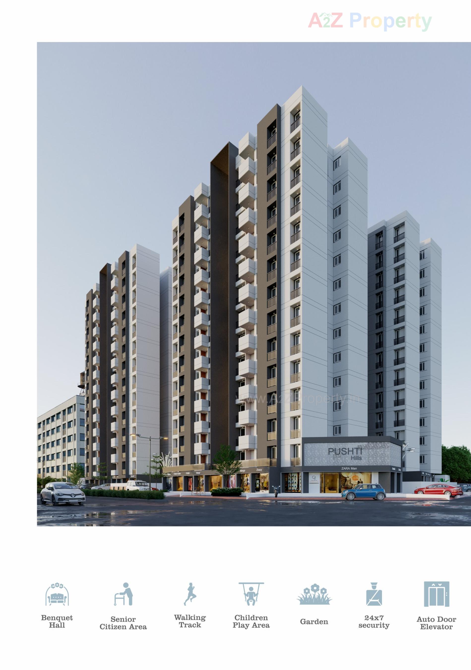 3D Elevation of real estate project Pusti Hills located at Kangashiyali, Rajkot, Gujarat