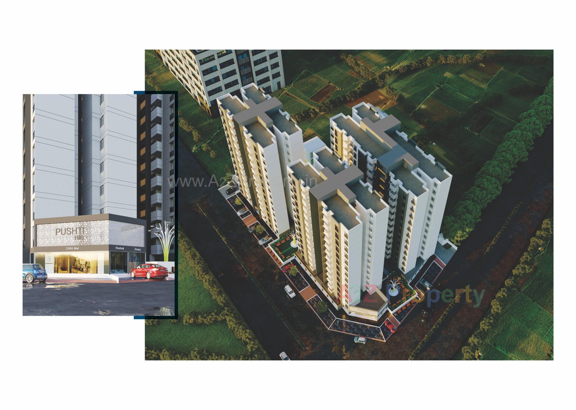 3D Elevation of real estate project Pusti Hills located at Kangashiyali, Rajkot, Gujarat