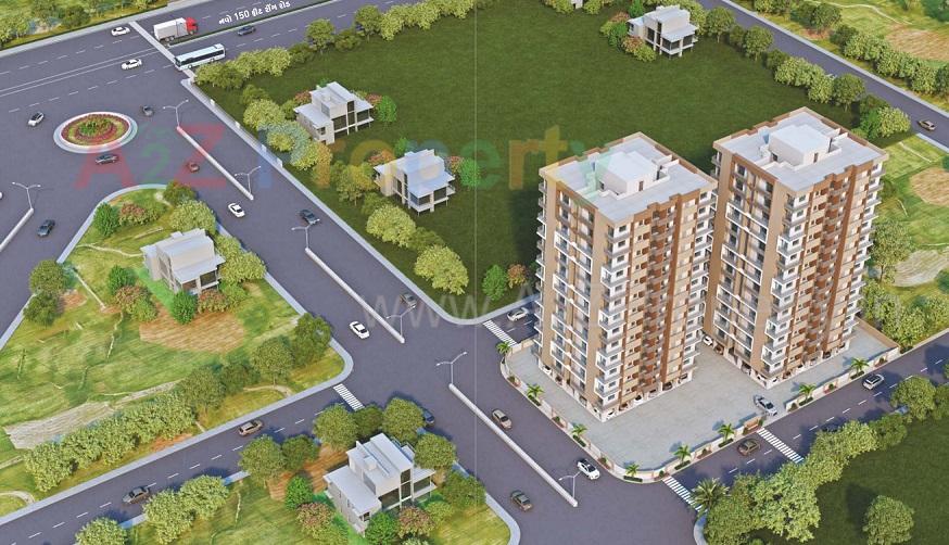 3D Elevation of real estate project Racecourse Lakeview located at Ghanteshwar, Rajkot, Gujarat