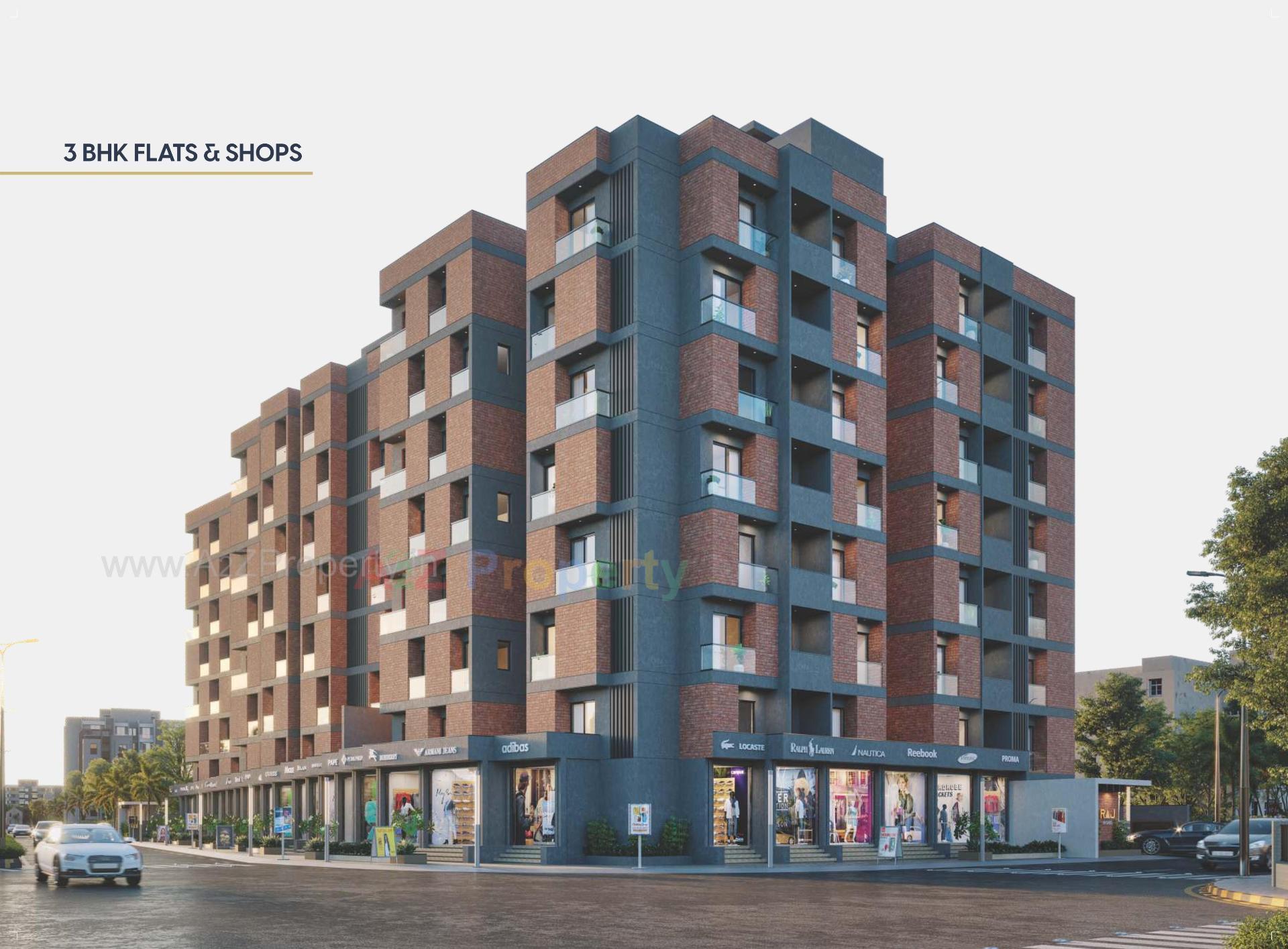 3D Elevation of real estate project Raj Heights located at Rajkot, Rajkot, Gujarat