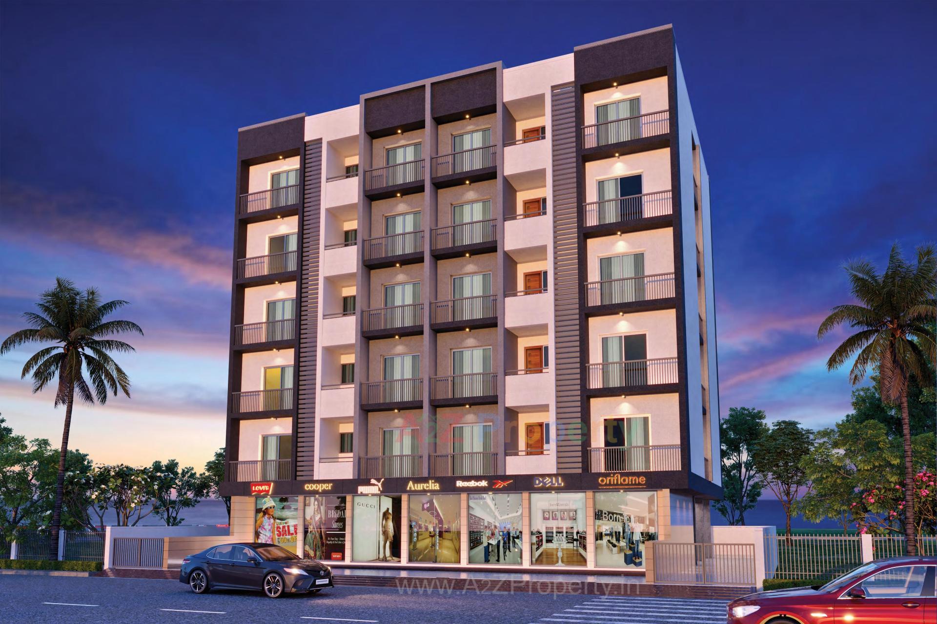 3D Elevation of real estate project Ratnam Signature located at Ghanteshwar, Rajkot, Gujarat