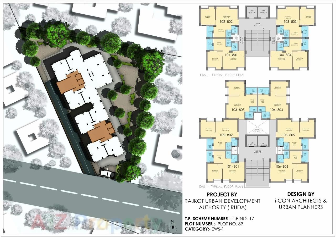 Layout of real estate project Ruda Tp 17 Fp 89 Pmay Ews located at Manjuka, Rajkot, Gujarat