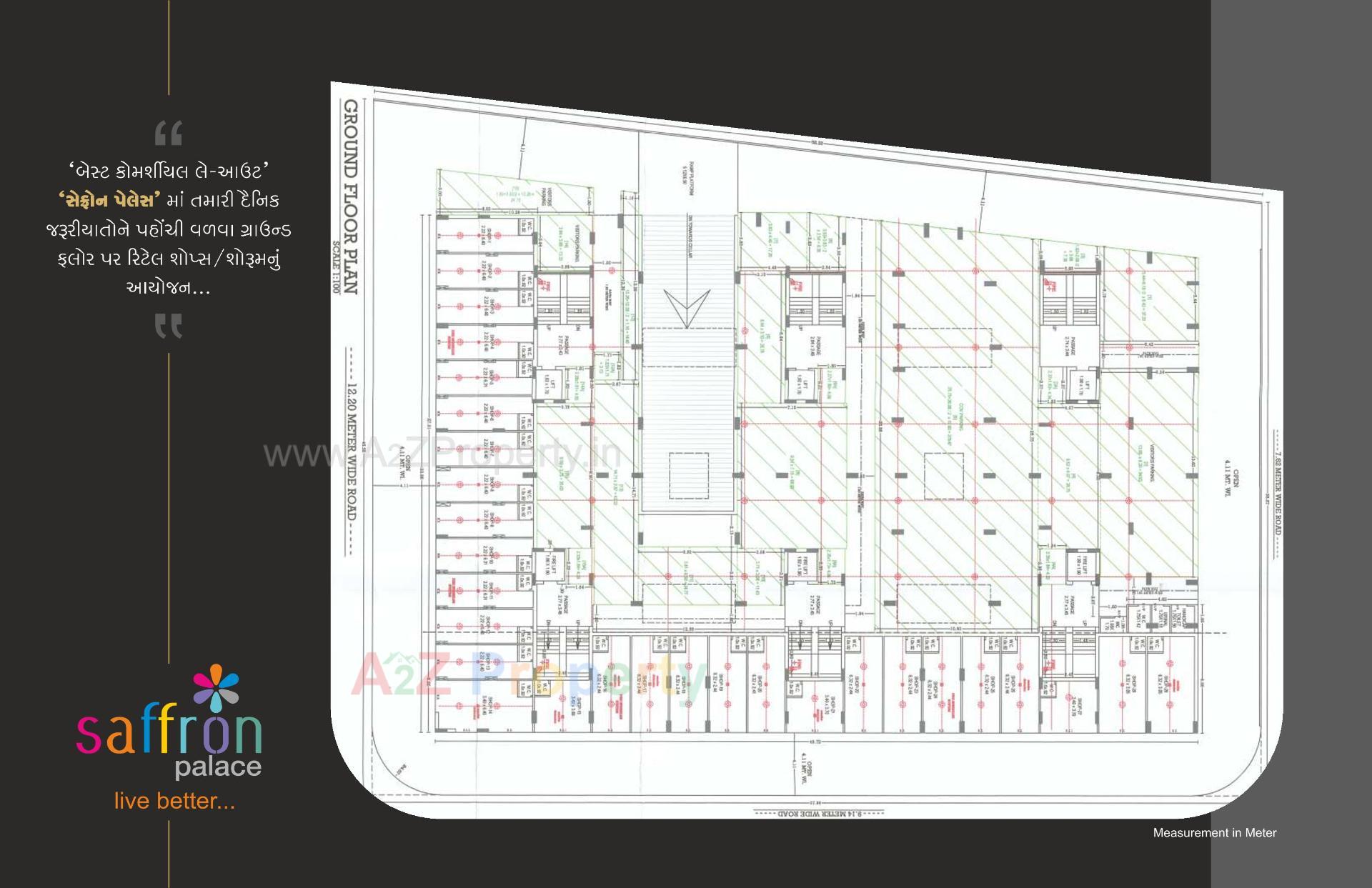 Layout of real estate project Saffron Palace located at Ghanteshwar, Rajkot, Gujarat