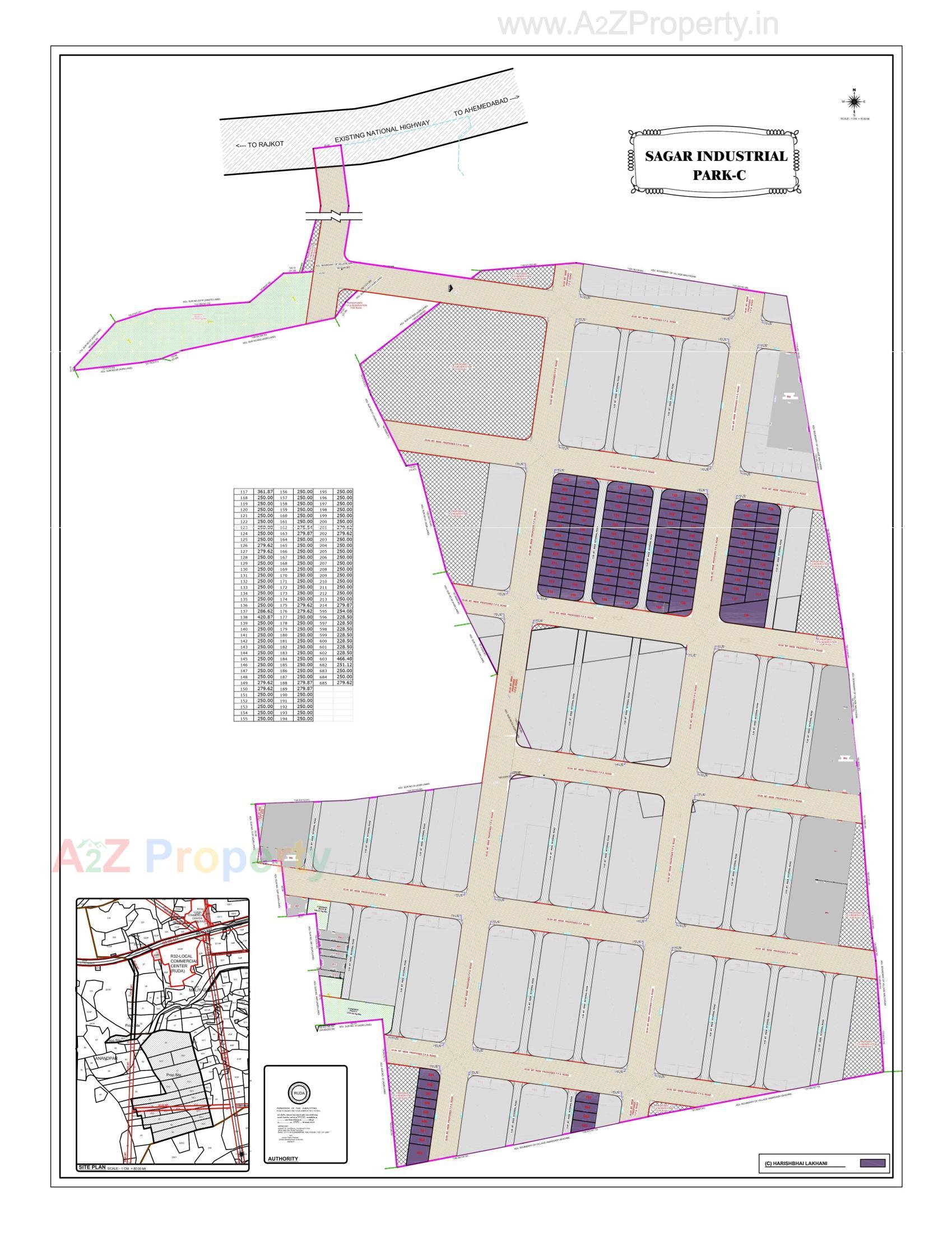 Layout of real estate project Sagar Industrial Park located at Anandpar, Rajkot, Gujarat