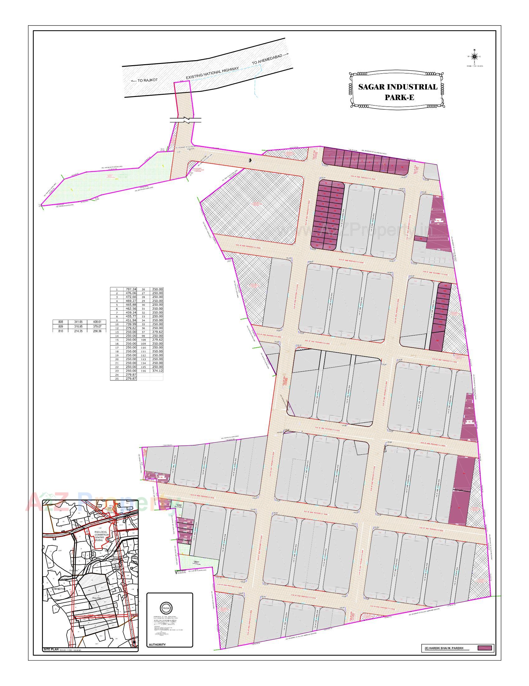 Layout of real estate project Sagar Industrial Park located at Anandpar, Rajkot, Gujarat