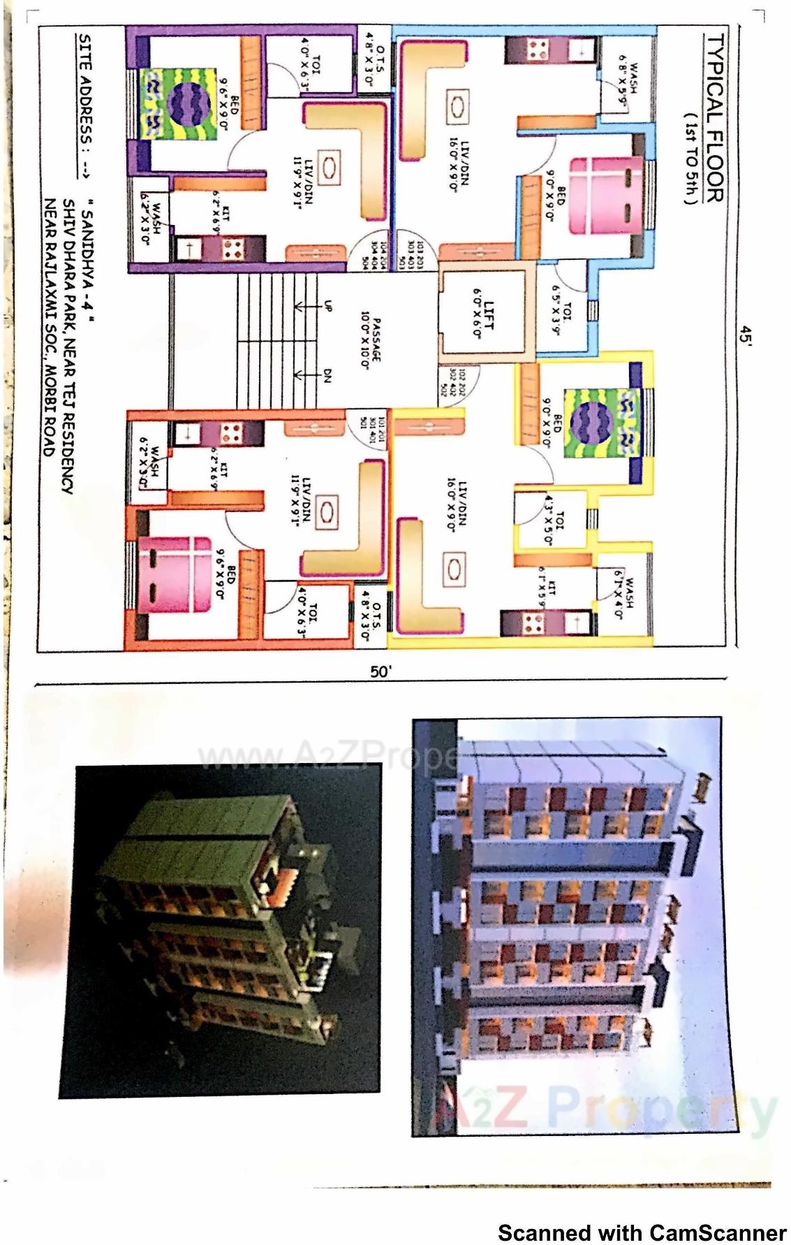 Layout of real estate project Sanidhya Appartment located at Mavdi, Rajkot, Gujarat