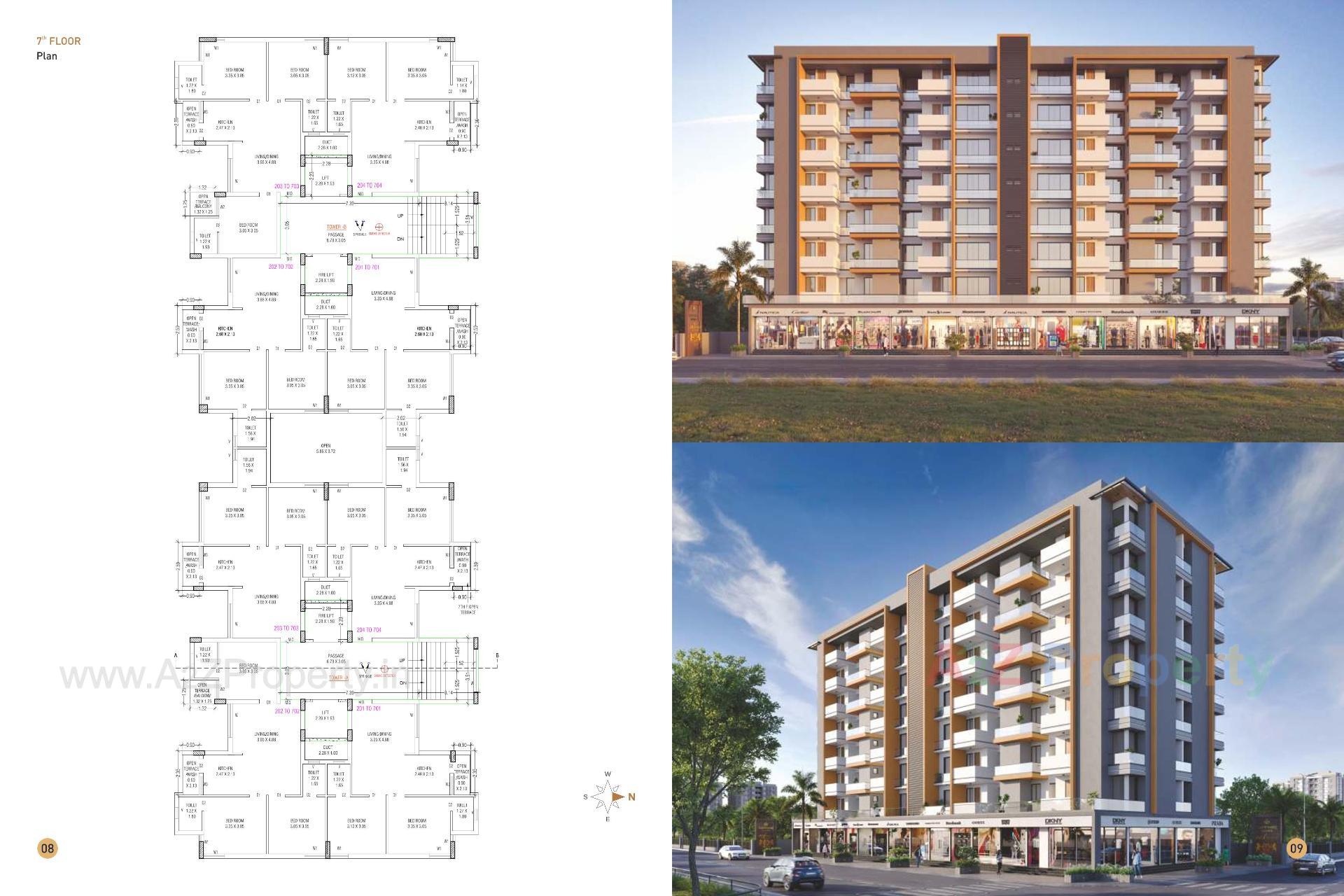 3D Elevation of real estate project Sapphire Square located at Raiya, Rajkot, Gujarat