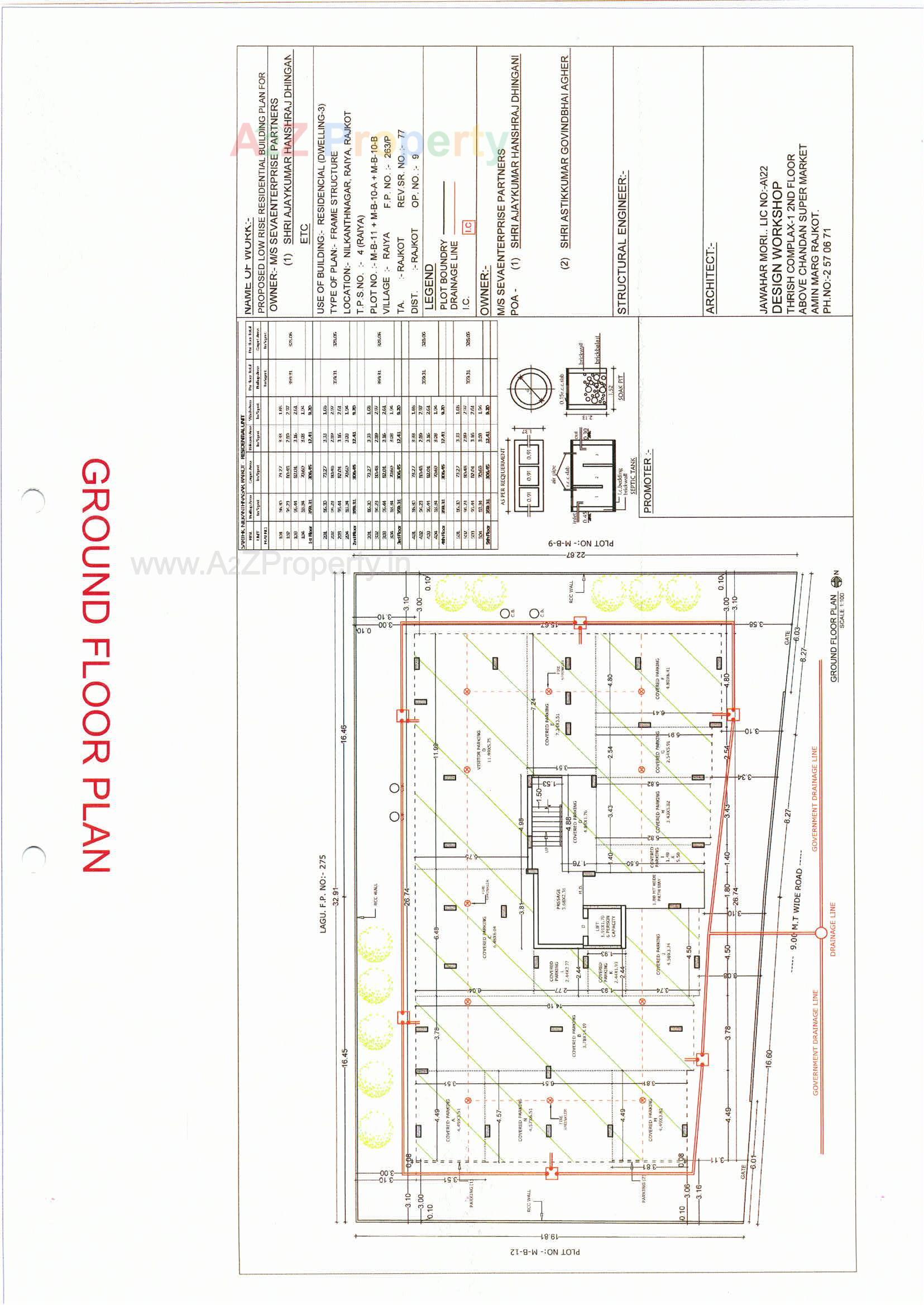 Layout of real estate project Sarthak Appartment located at Raiya, Rajkot, Gujarat