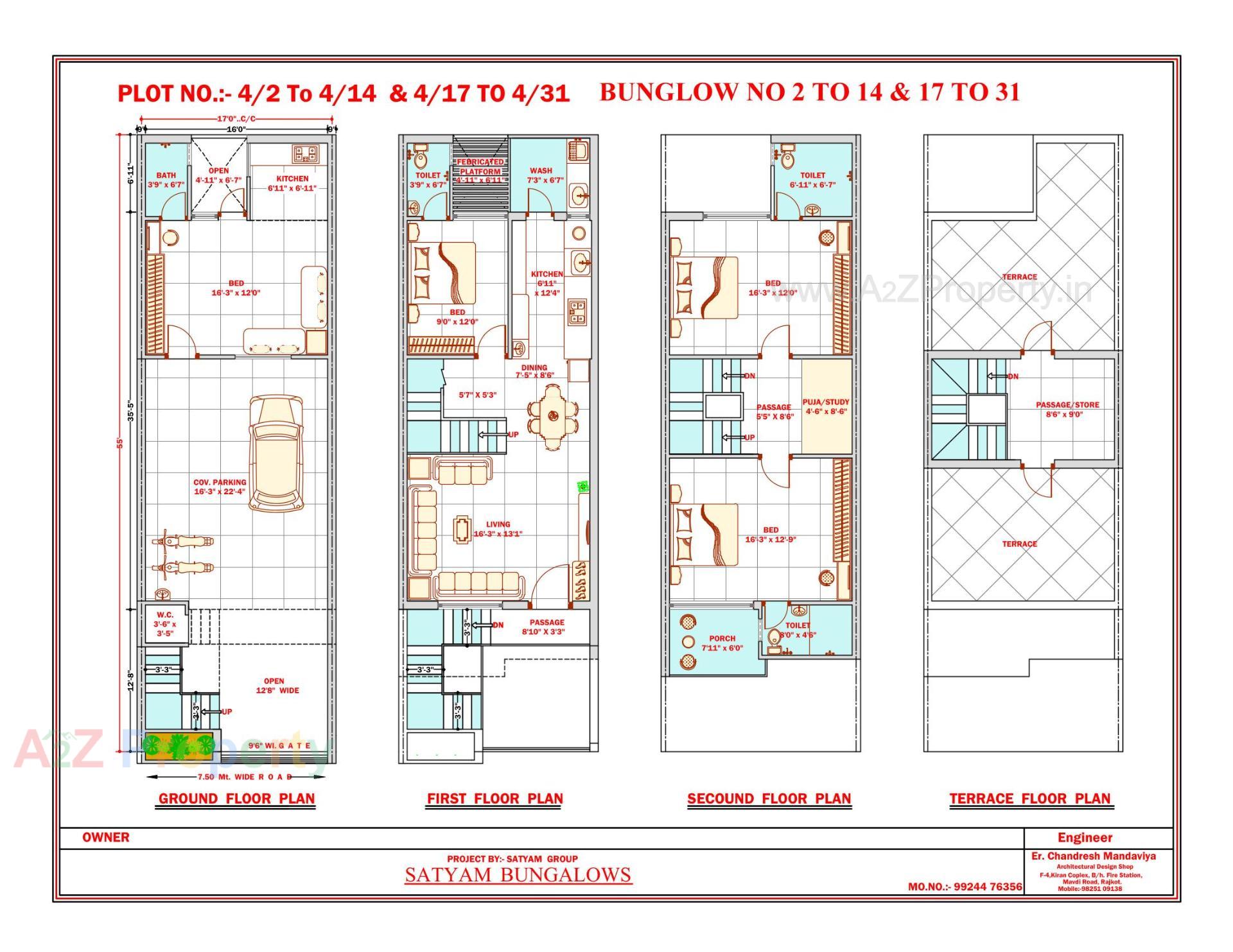 Layout of real estate project Satyam Bunglows located at Vavdi, Rajkot, Gujarat