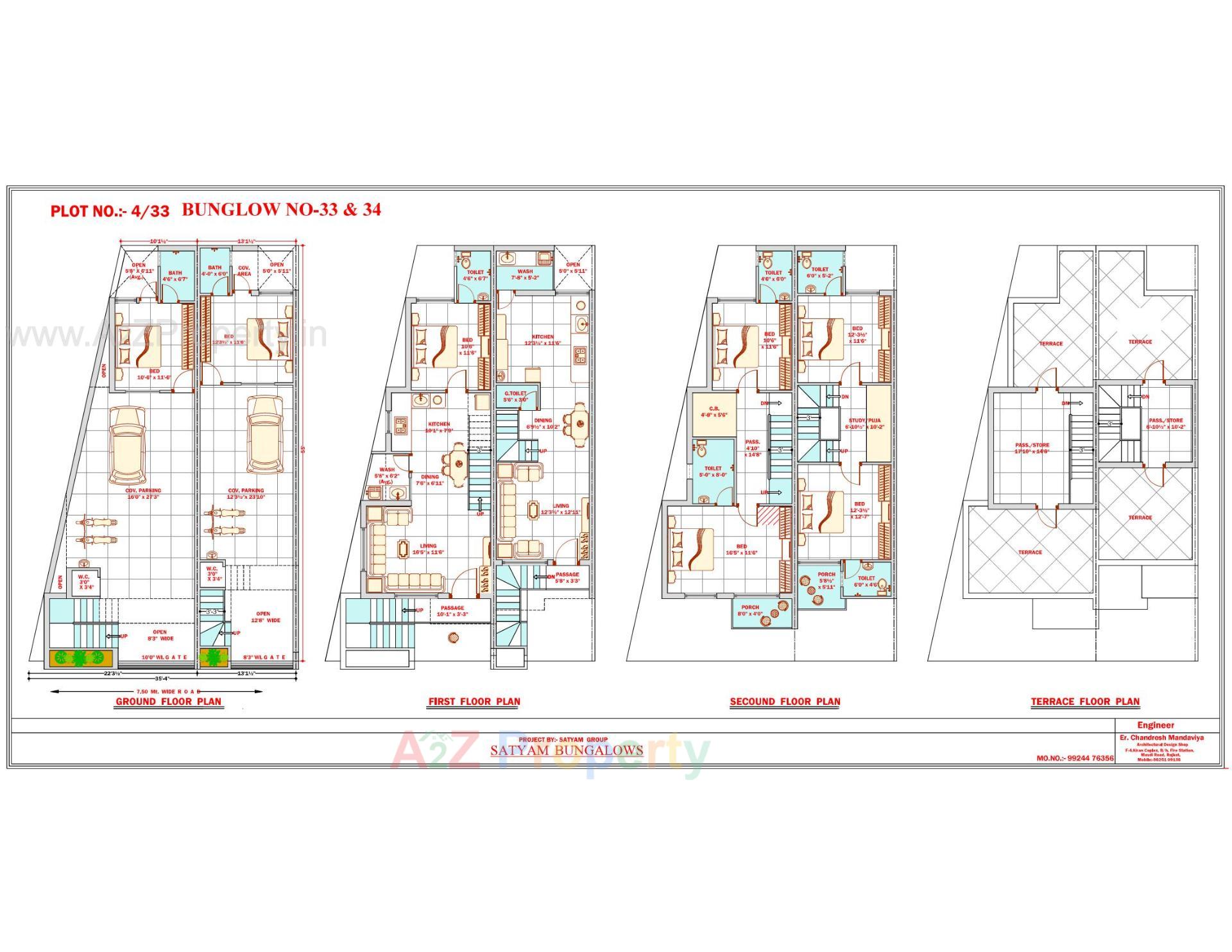 Layout of real estate project Satyam Bunglows located at Vavdi, Rajkot, Gujarat