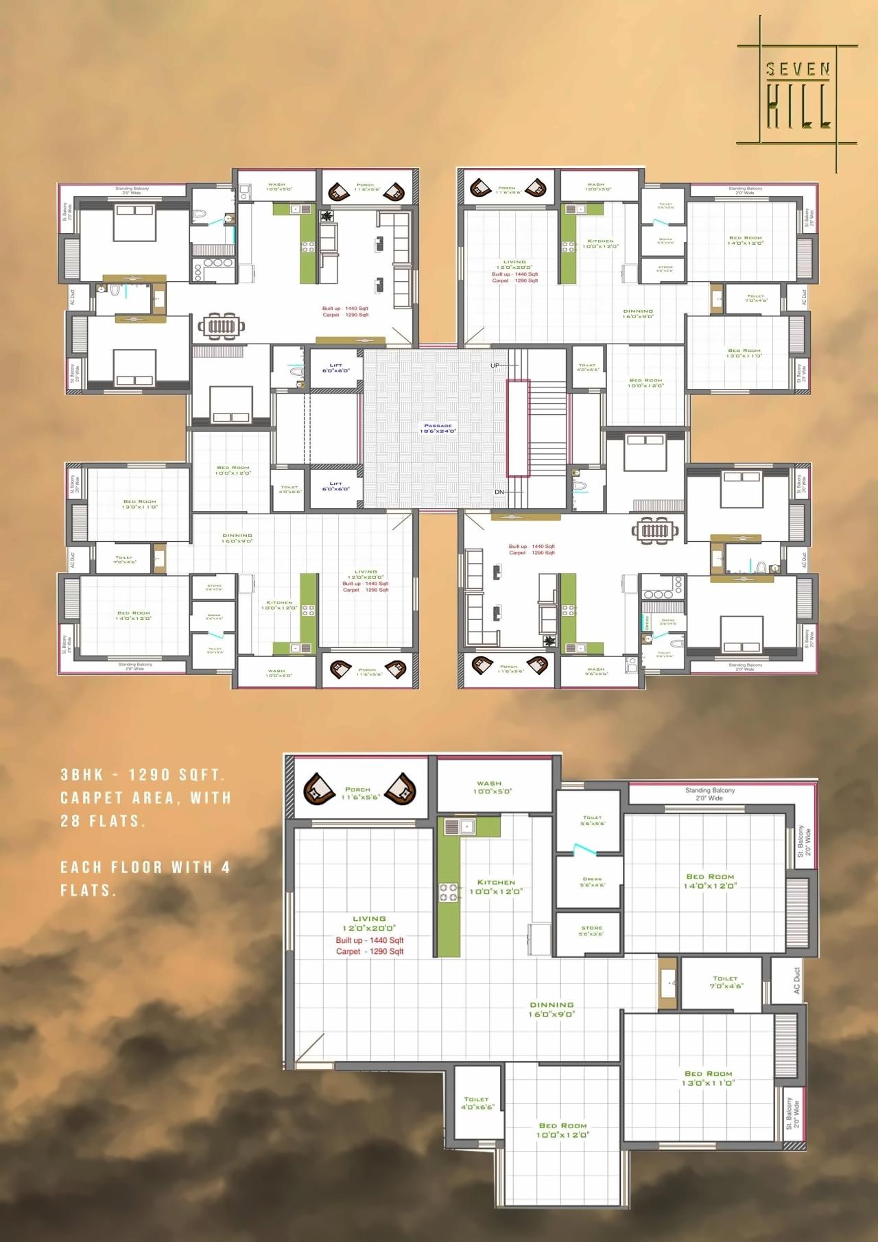 Layout of real estate project Seven Hill located at Mavdi, Rajkot, Gujarat