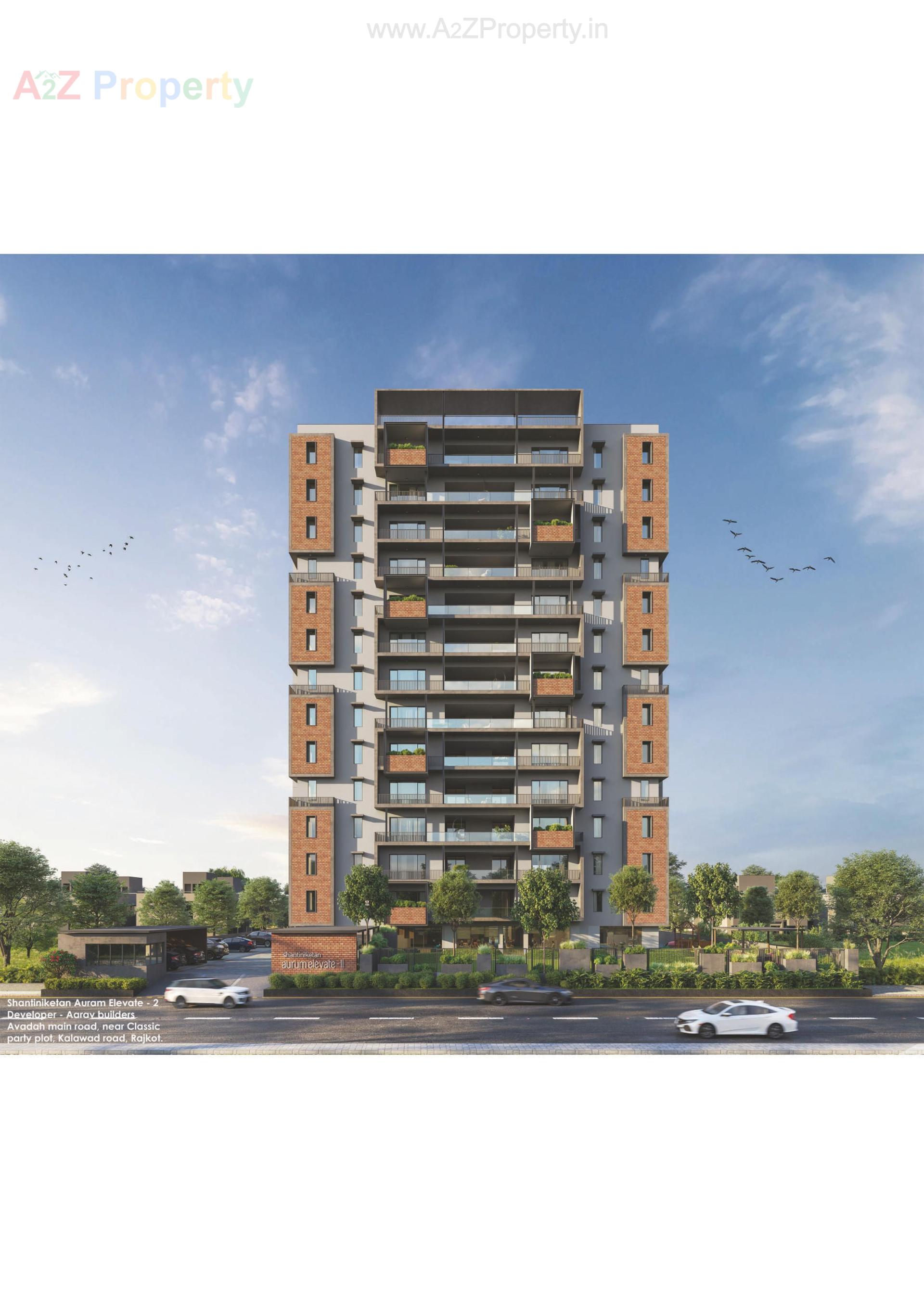 3D Elevation of real estate project Shantiniketan Auram Elevate located at Vajdi-virda, Rajkot, Gujarat