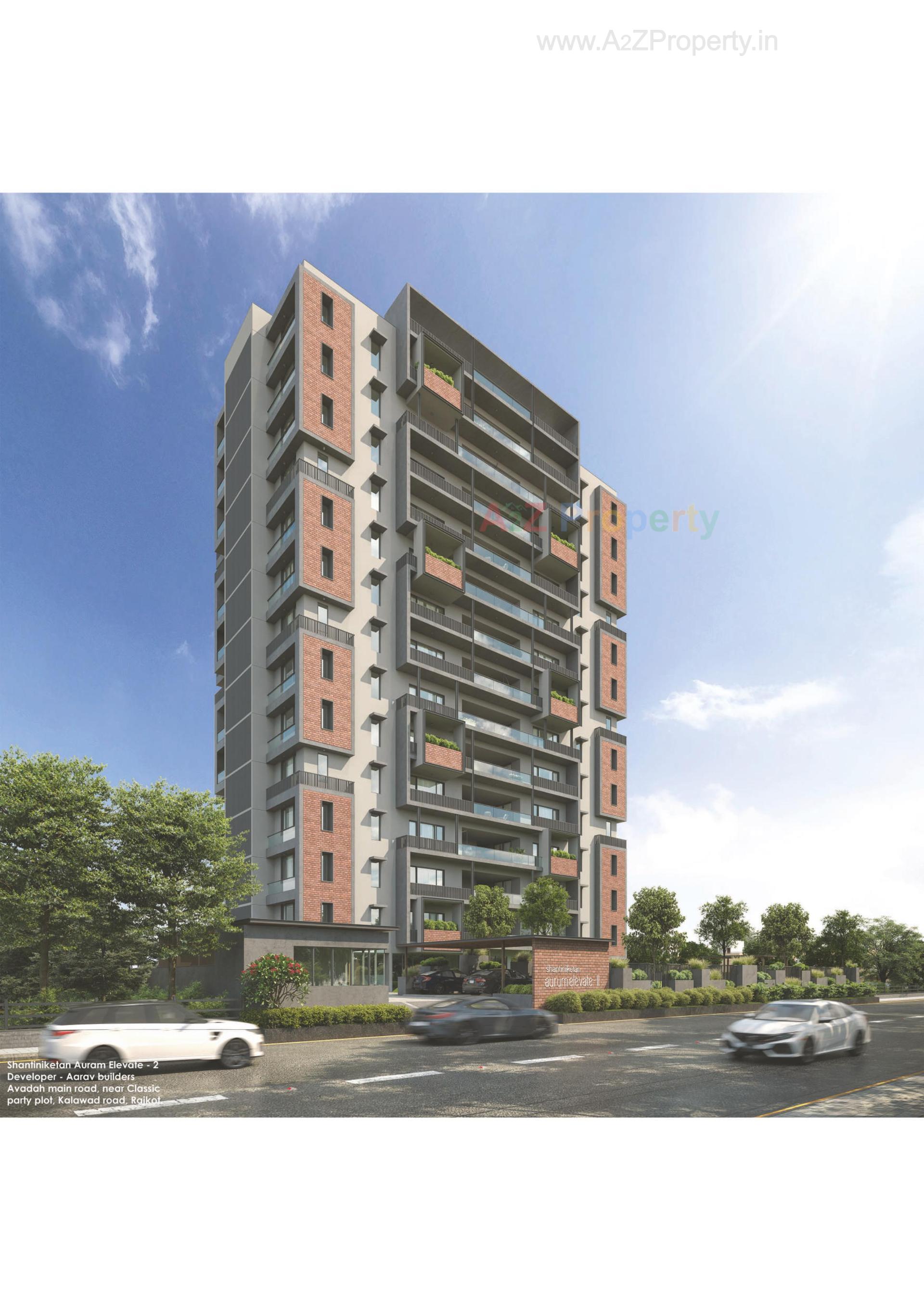 3D Elevation of real estate project Shantiniketan Auram Elevate located at Vajdi-virda, Rajkot, Gujarat