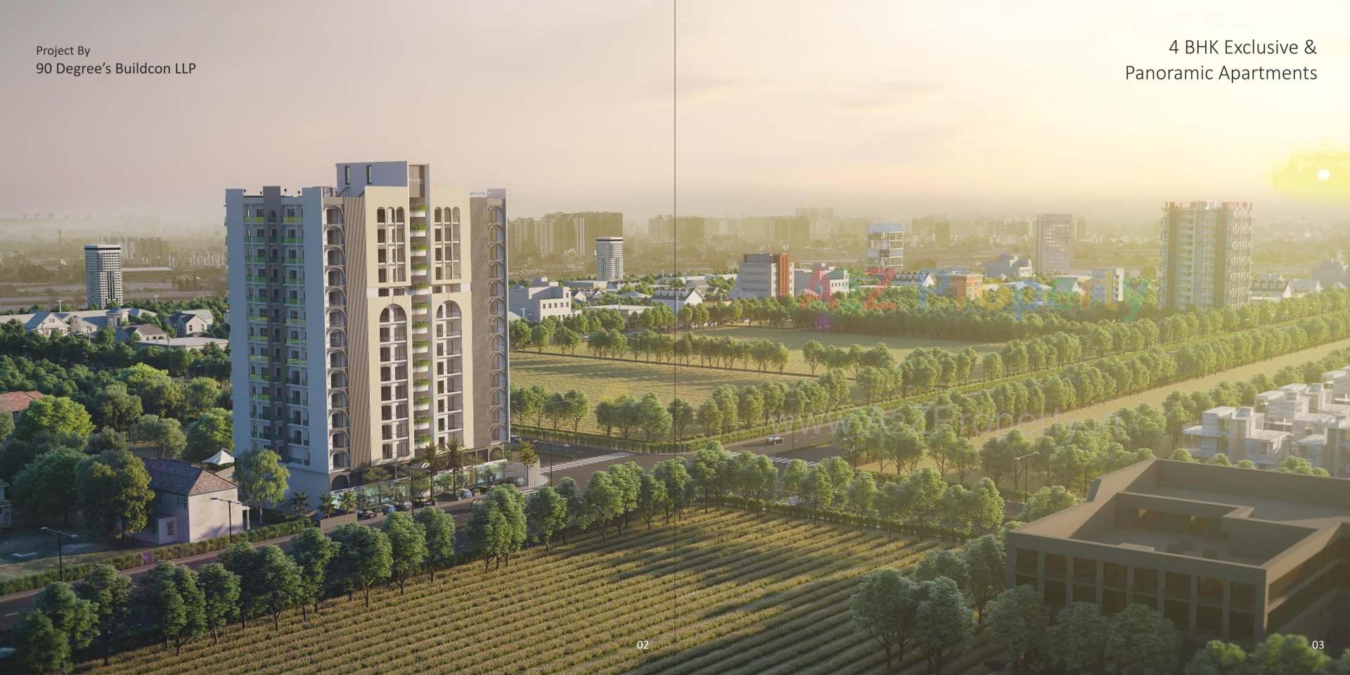 3D Elevation of real estate project Sharda Sparsh located at Manharpur, Rajkot, Gujarat