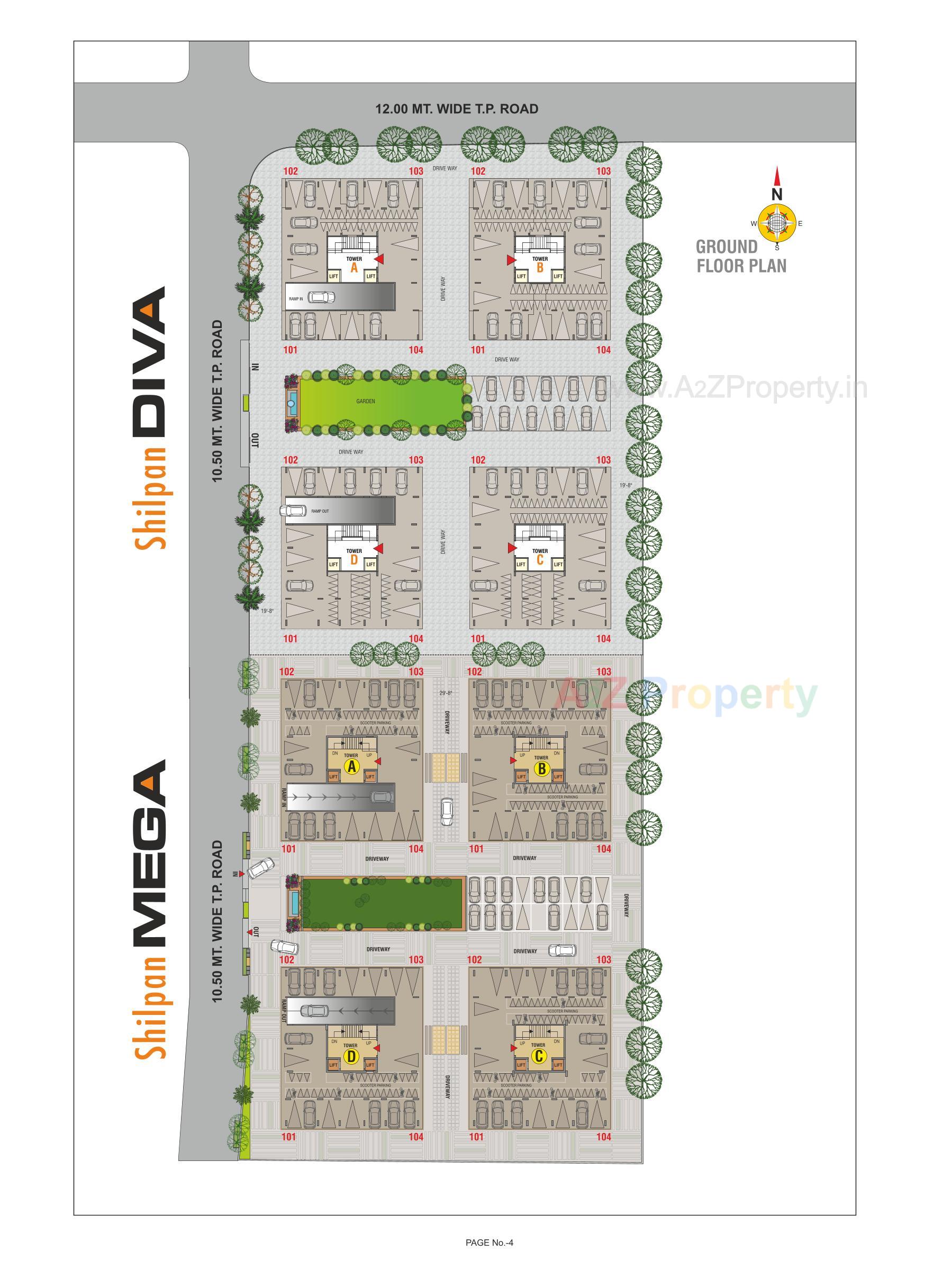 Layout of real estate project Shilpan Diva Mega located at Mavdi, Rajkot, Gujarat