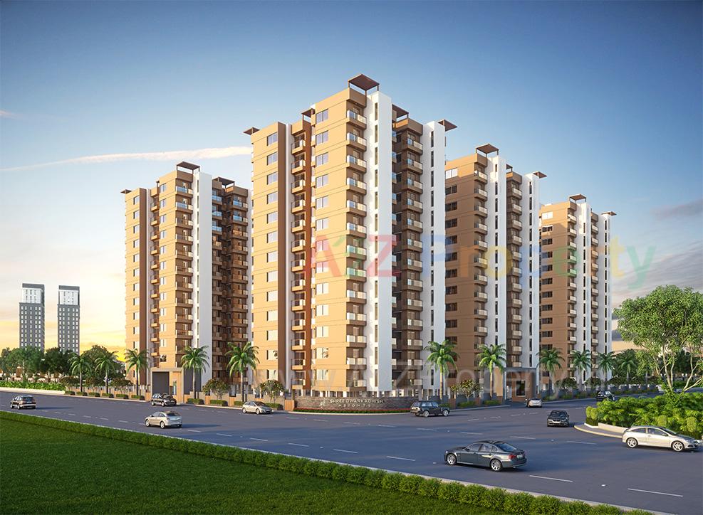 3D Elevation of real estate project Shree Dwarkadhish Heights located at Rajkot, Rajkot, Gujarat