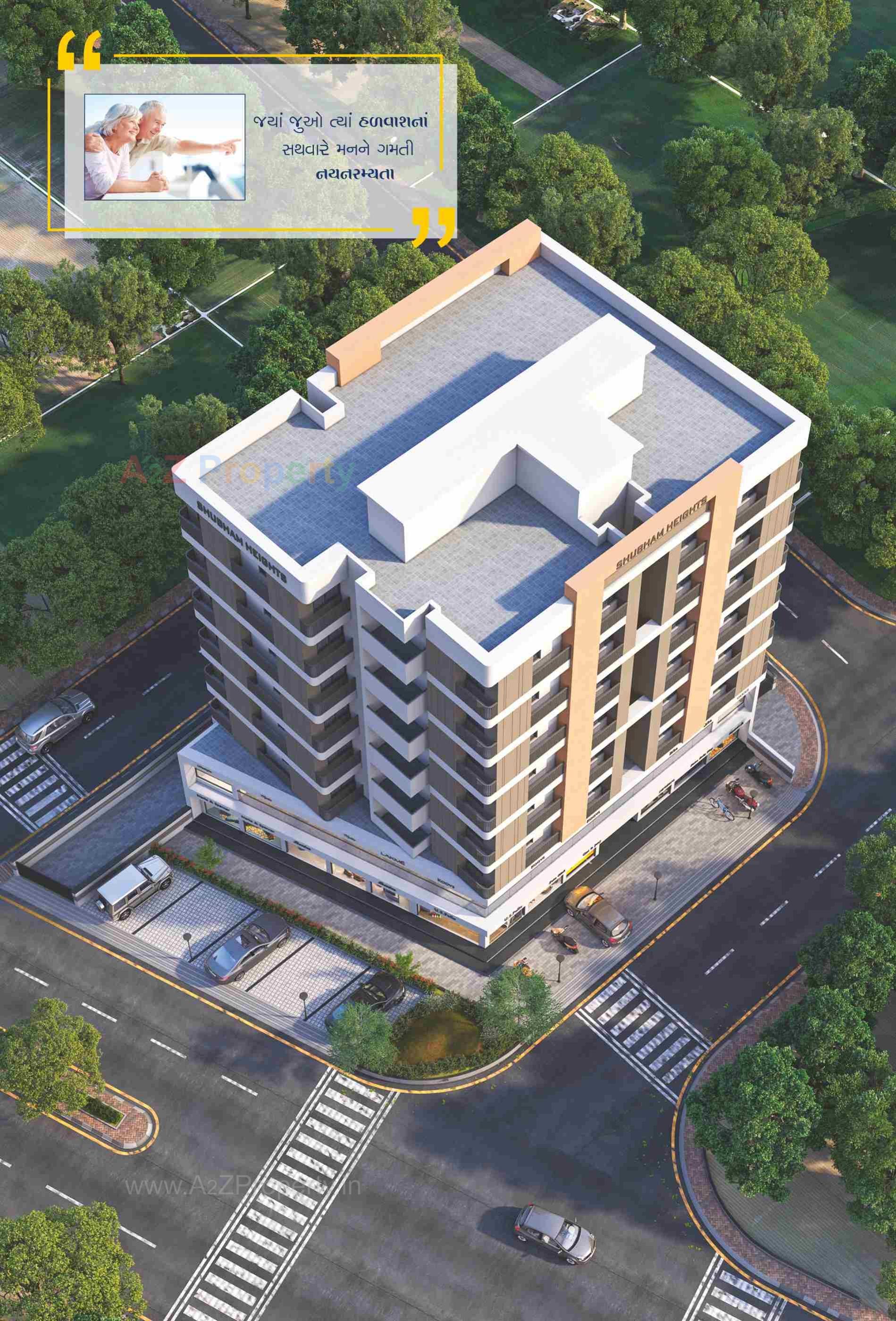 3D Elevation of real estate project Shubham Heights located at Ghanteshwar, Rajkot, Gujarat
