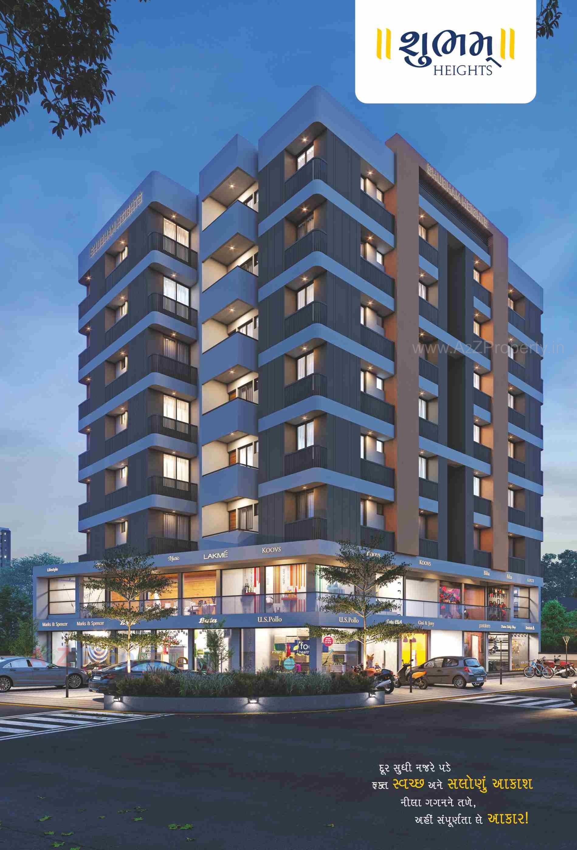 3D Elevation of real estate project Shubham Heights located at Ghanteshwar, Rajkot, Gujarat