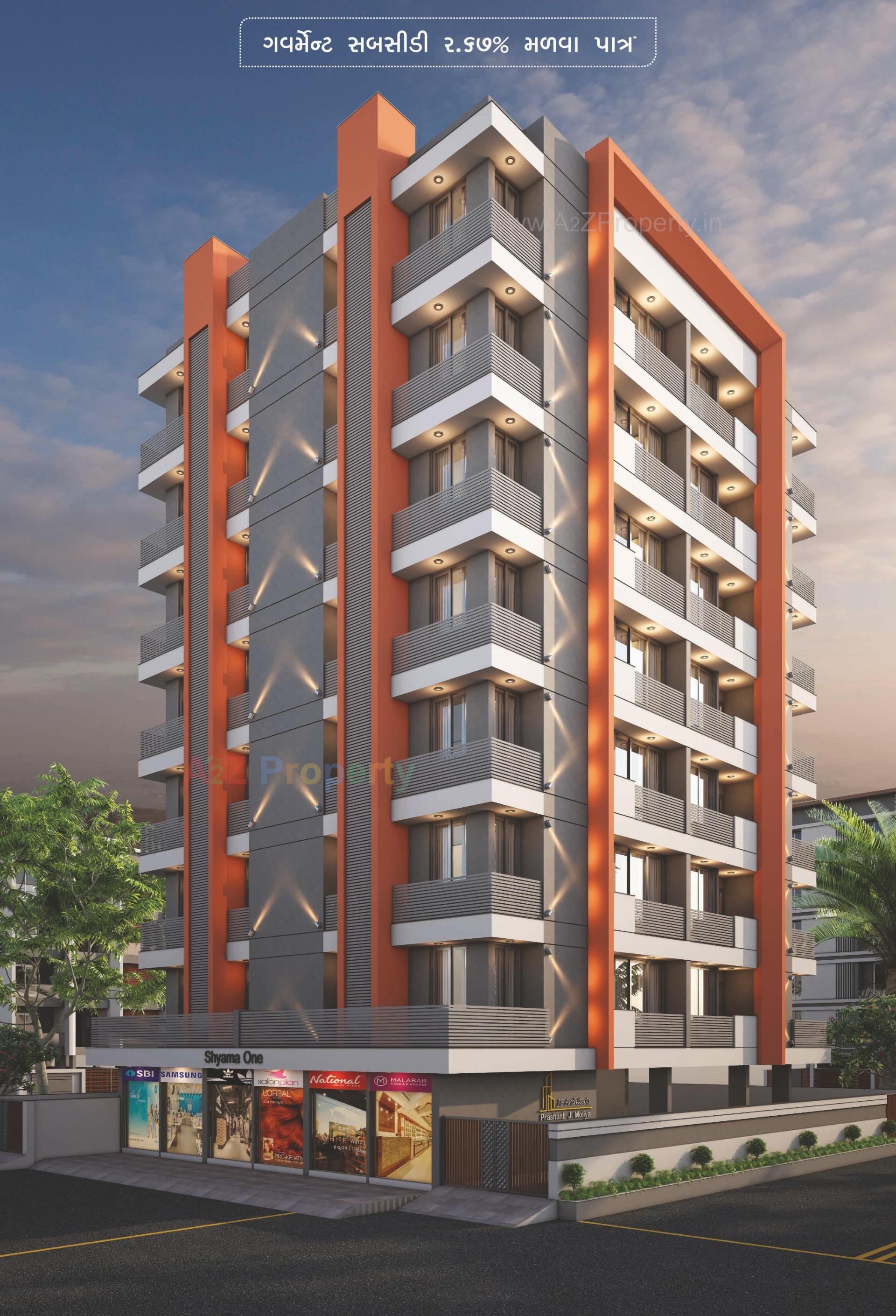 3D Elevation of real estate project Shyama One located at Ghanteshwar, Rajkot, Gujarat