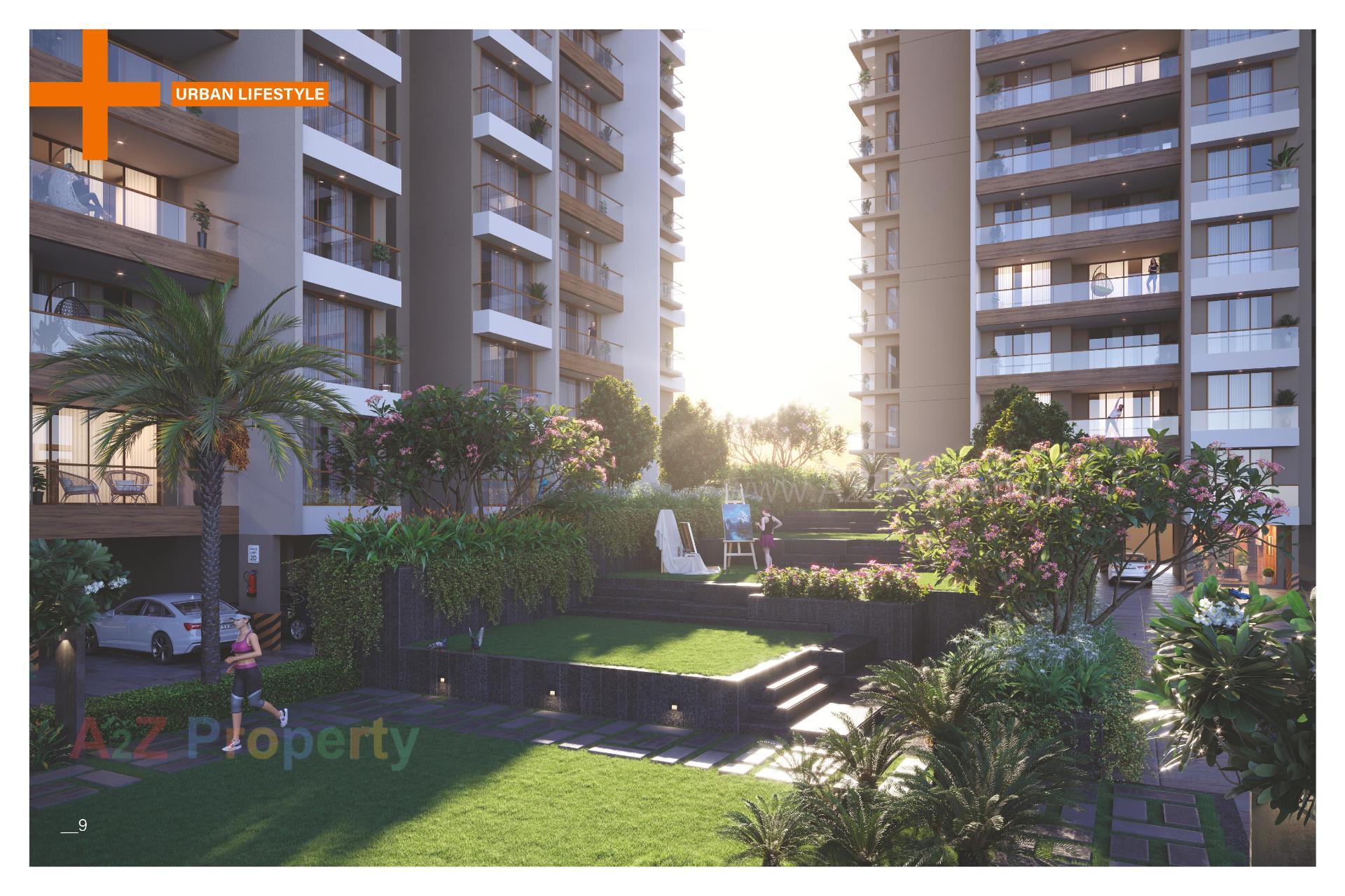 3D Elevation of real estate project Shyamal Shashwat located at Motamava, Rajkot, Gujarat