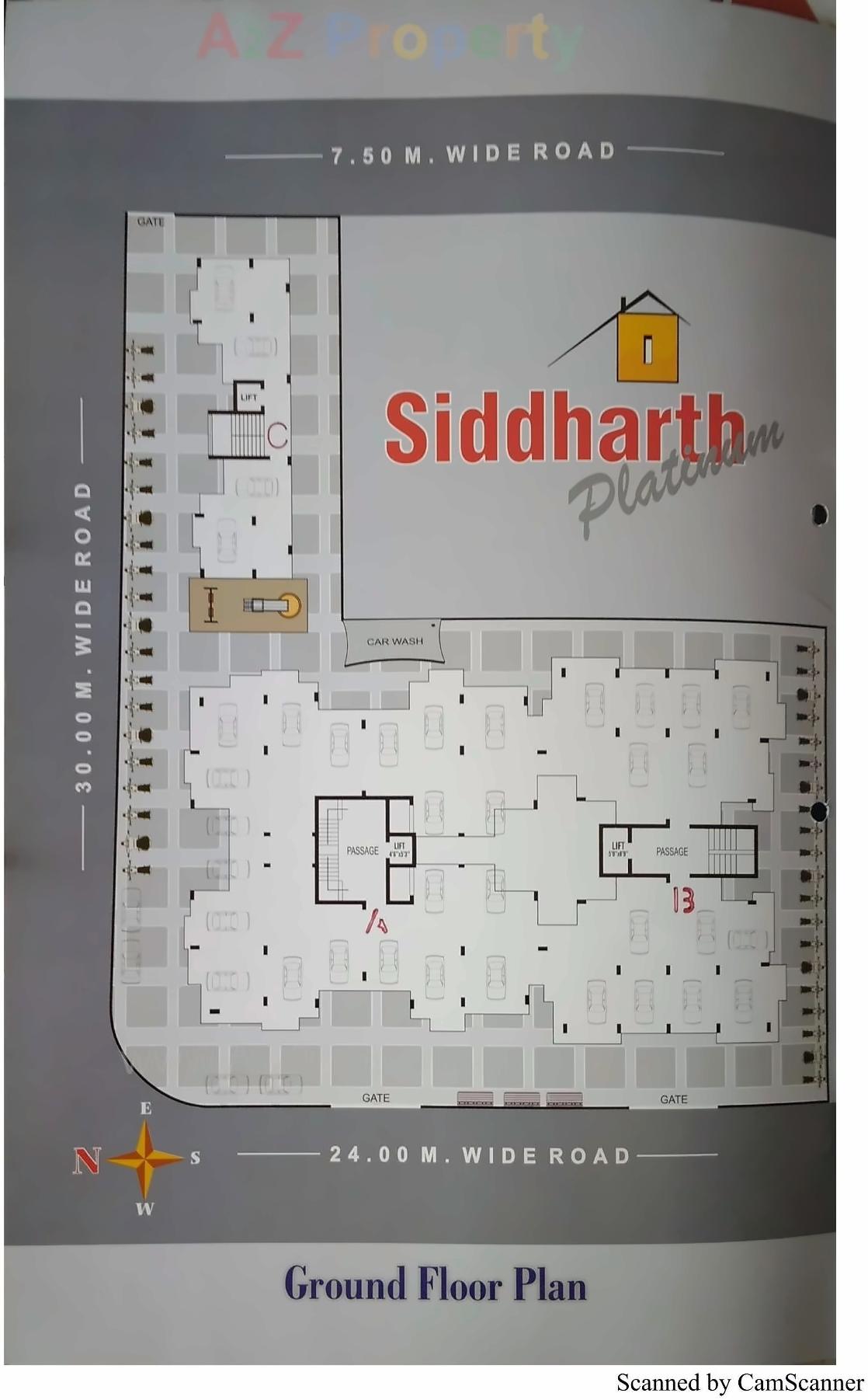 Layout of real estate project Siddharth Platinium located at Ghanteshwar, Rajkot, Gujarat