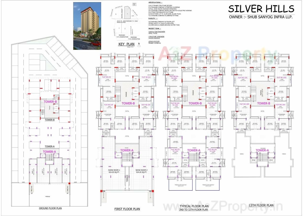 Layout of real estate project Silver Hills located at Mavdi, Rajkot, Gujarat