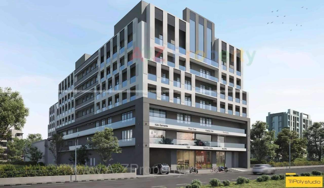 3D Elevation of real estate project Sky Mall located at Rajkot, Rajkot, Gujarat